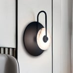 LED sienas lampa „Samira“, melna, Ø 25 cm, mākslīgais akmens/metāls