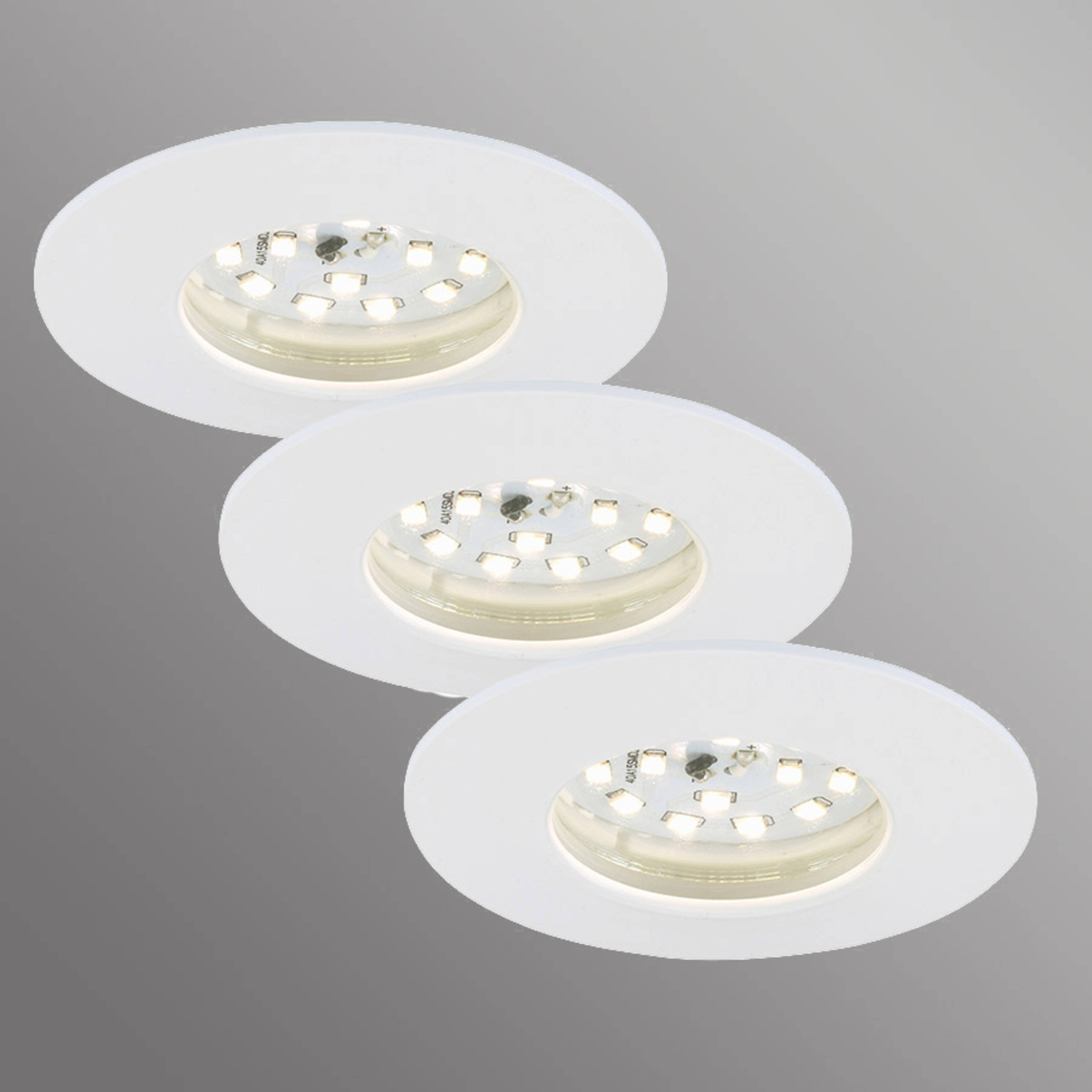 LED-Einbauleuchte Attach Dim, IP44, 3er-Set, weiß