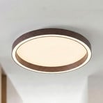 Candeeiro de teto LED Lucande Rotundo, Ø 40 cm, castanha, regulável
