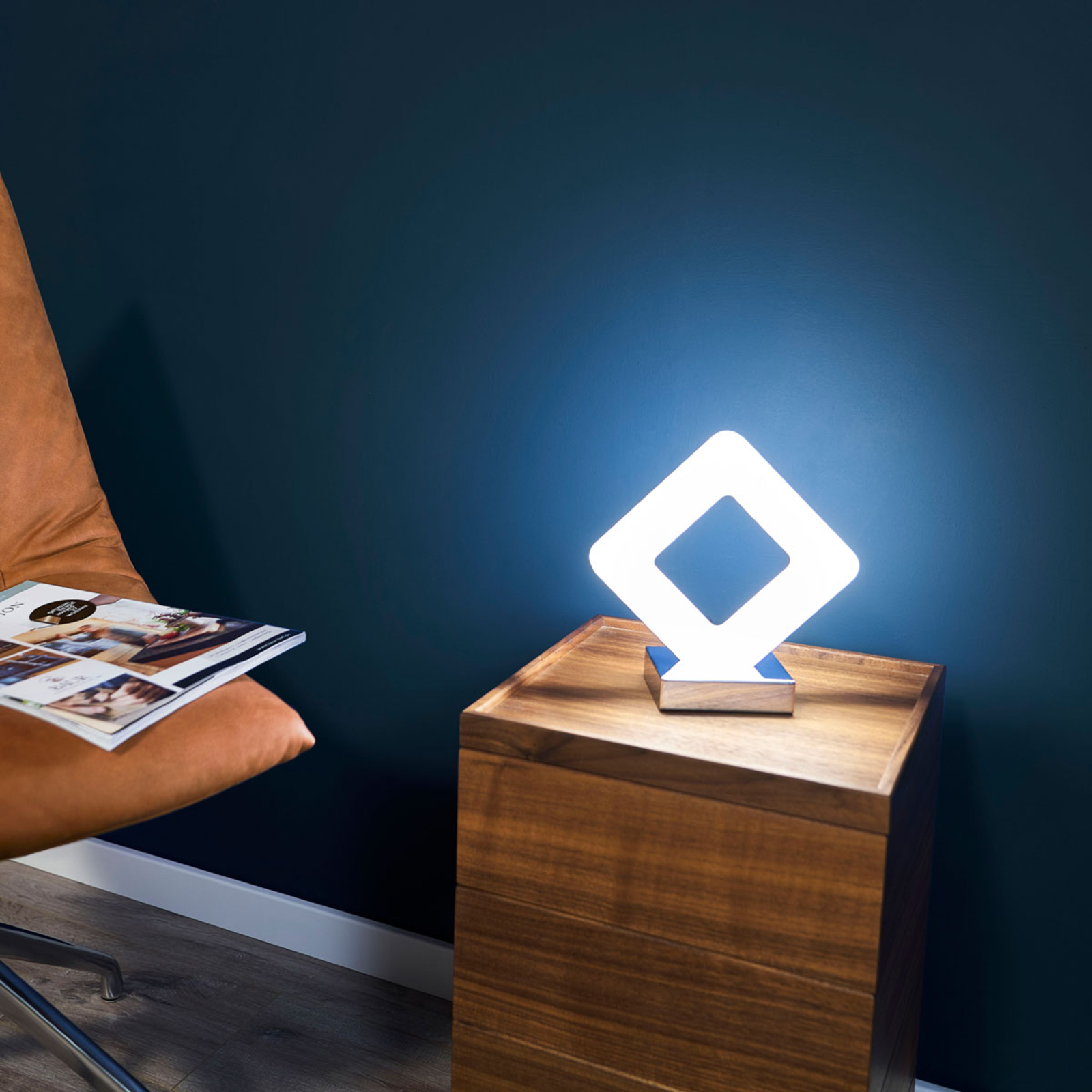 Wofi Linear Pori LED table lamp, for Living / Dining Room, metal, plastic, 5.2 W, energy efficiency: A+, W: 10 cm, H: 20.5 cm