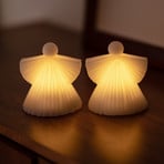 Estatueta decorativa LED Asta, anjo, cera branca, 10cm, conjunto de 2