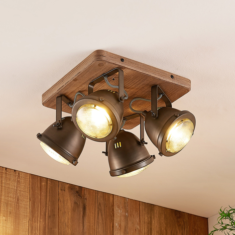 Lindby Farovi plafondspot zwart, 4-lamps