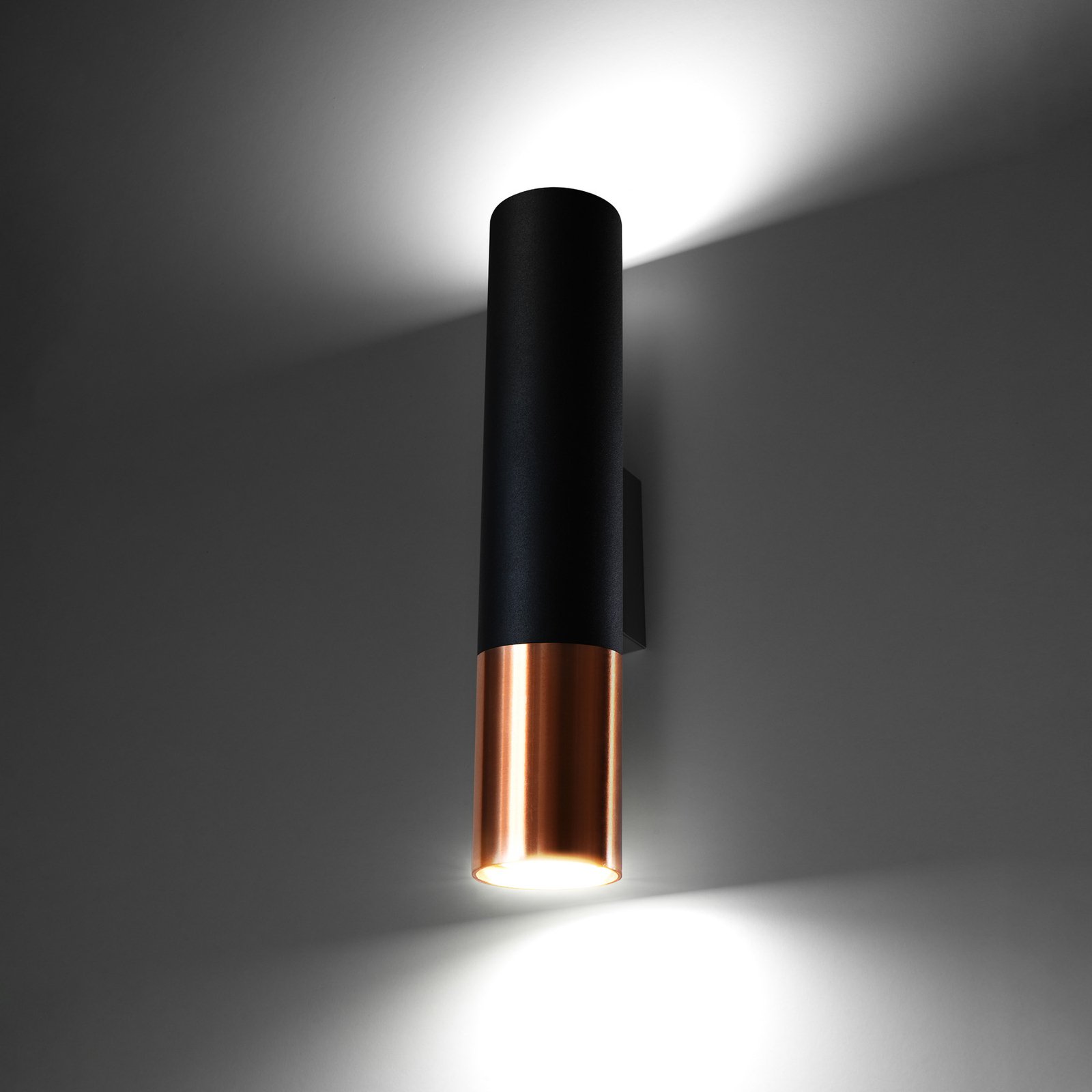Euluna Thalassa wandlamp 2-lamps GU10 zwart/koper