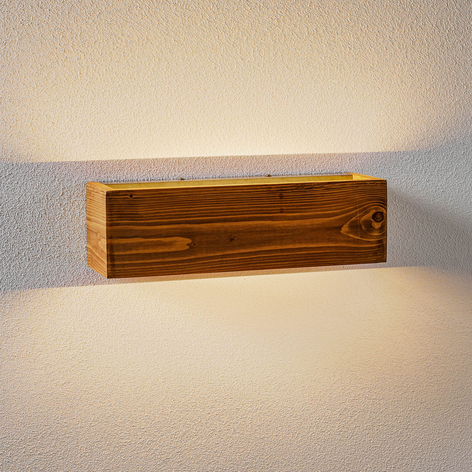 LED-vegglampe Brad av tre, up/down, 37x11 cm