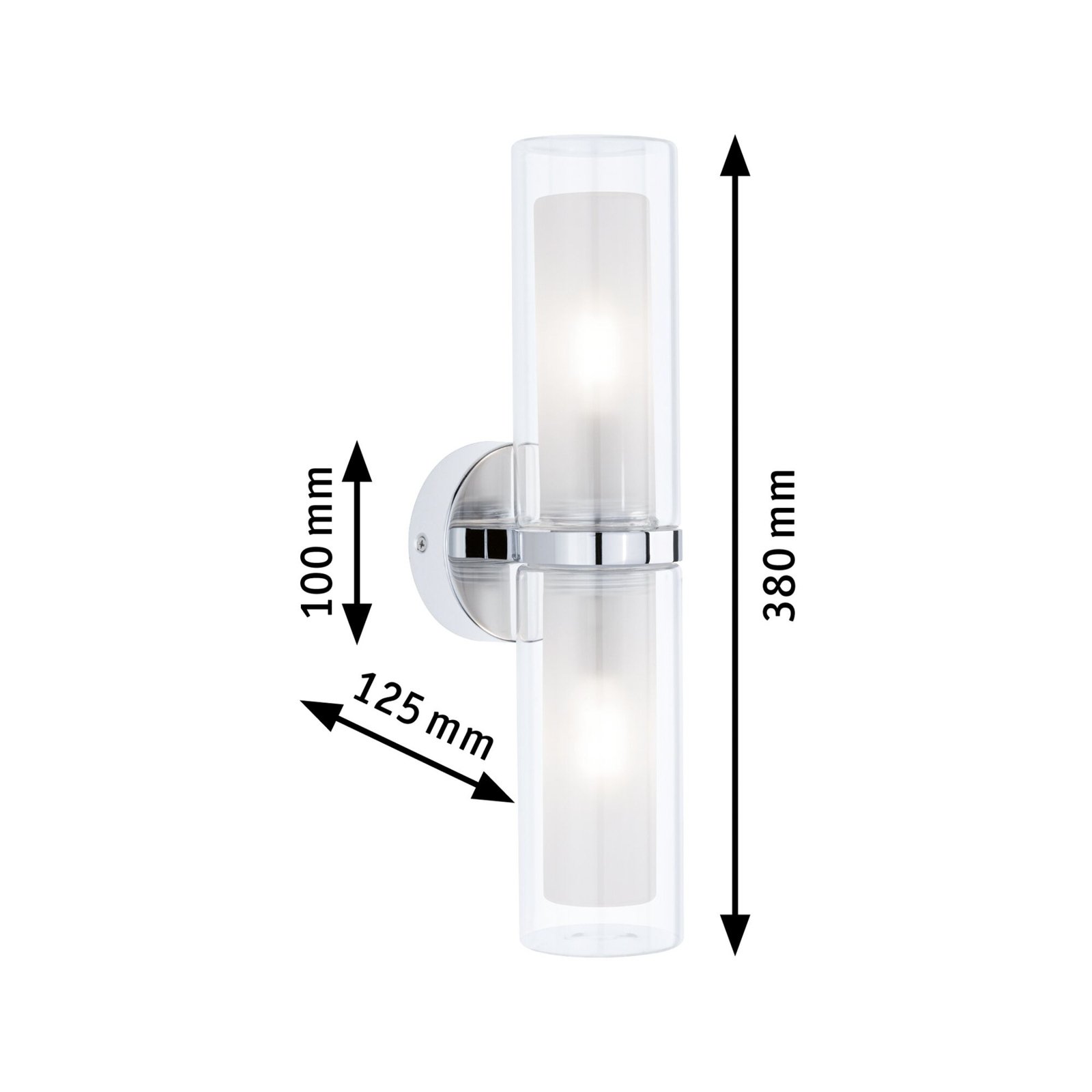 Luena 2 Wandleuchte IP44 Dim. Chrom/Clear - Paulmann