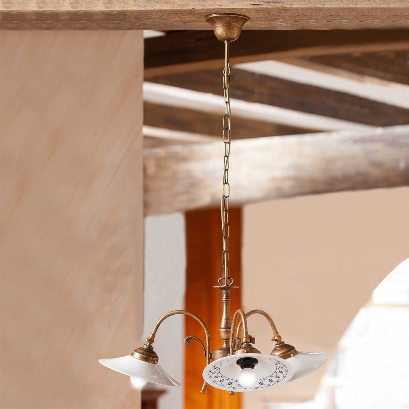 3-bulb ORLO hanging light, rustical style