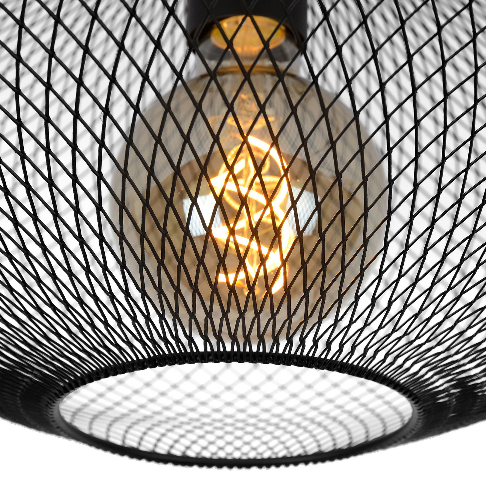 Lucide Plafonieră Mesh trapezoidală neagră - Camera de zi / sufragerie - Vintage - negru - Metal