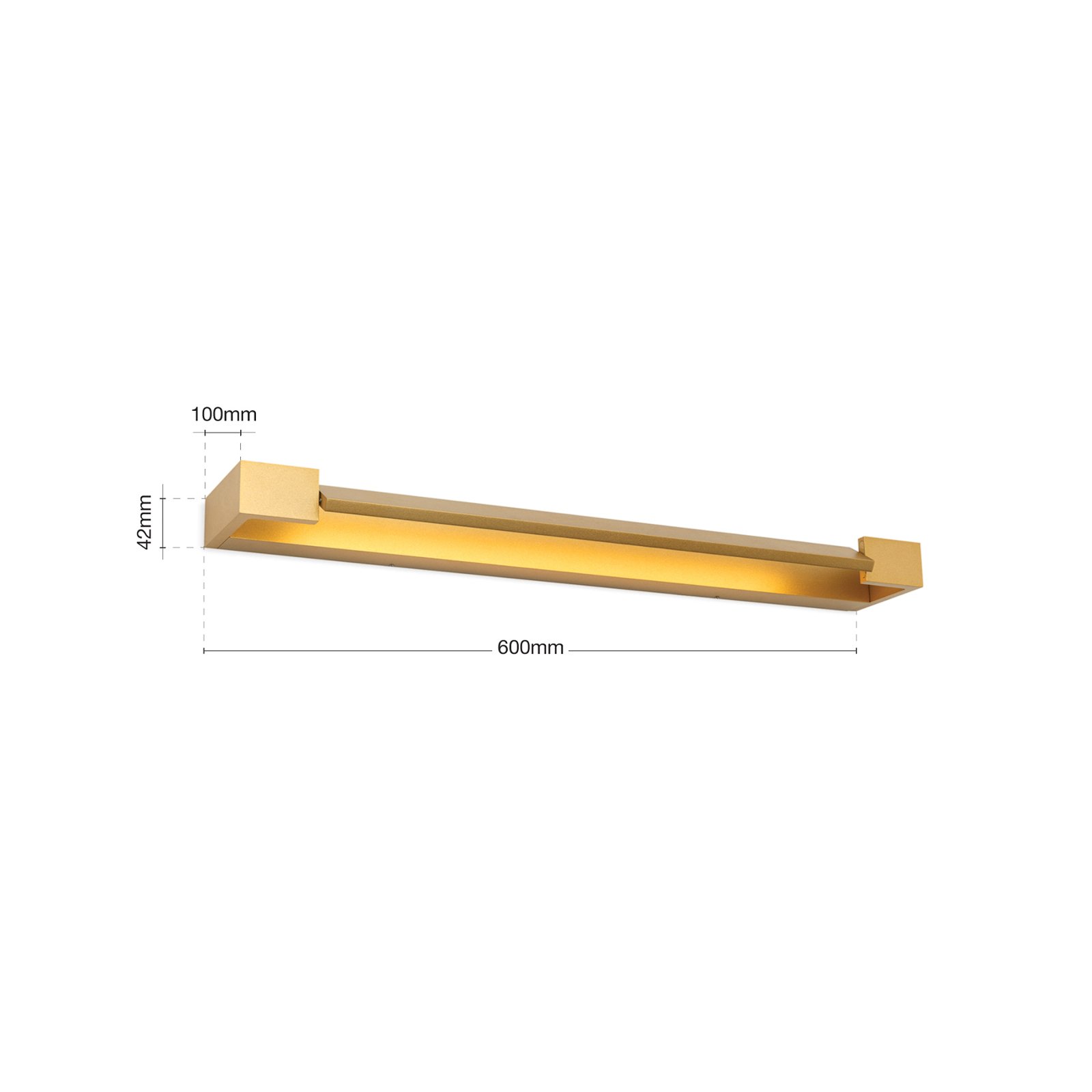 LED bathroom wall lamp Marylin, length 60 cm, gold, aluminium