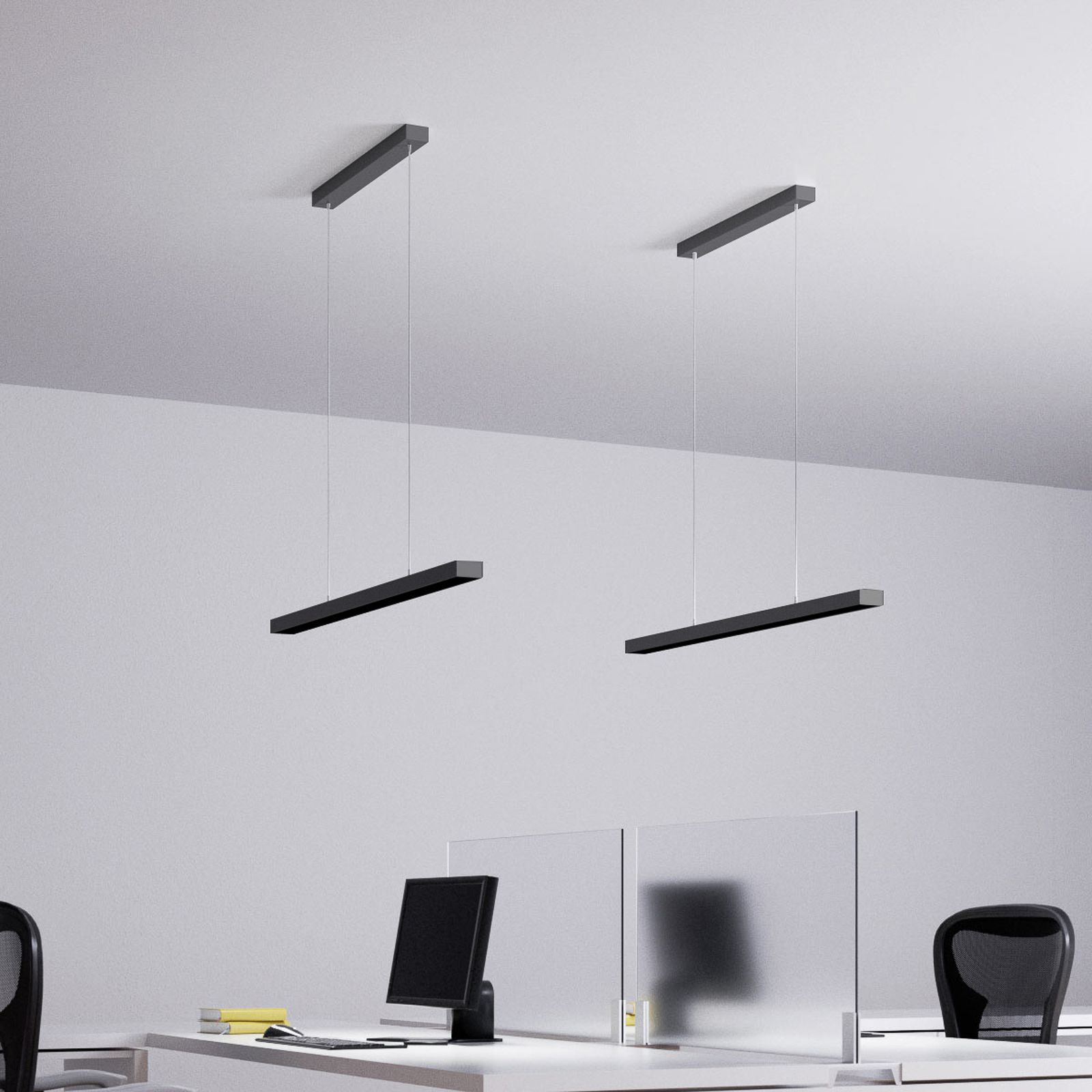 Candeeiro suspenso LED Jolinda para o escritório, preto