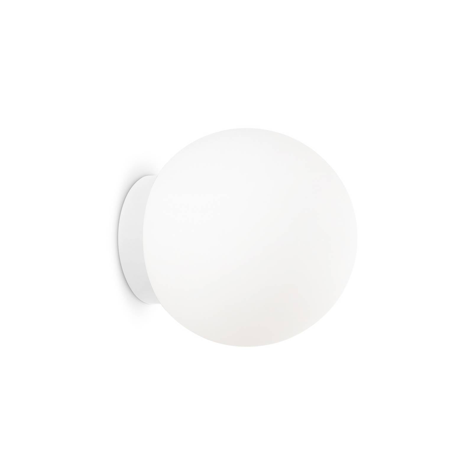 Ideal Lux Wandleuchte Mapa, Ø 20 cm, E27, weiß, Glas, Kugel