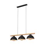 Hanglamp 4046-035, zwart/hout, 3-lamps