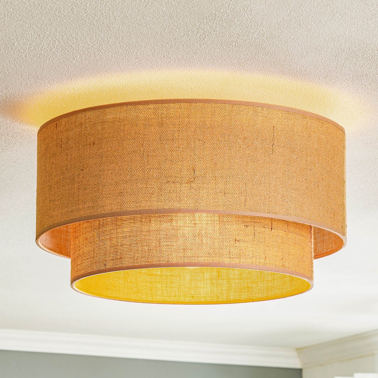 Euluna Boho jute ceiling light, natural brown