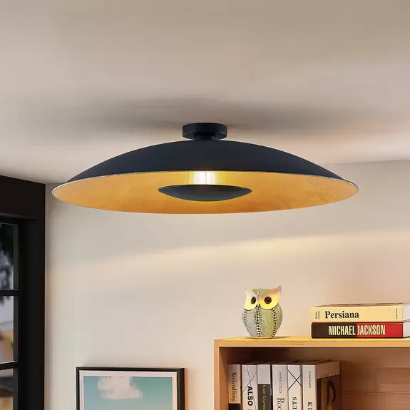 Lampenwelt Lindby Narisara Deckenlampe, schwarz-gold, 80 cm