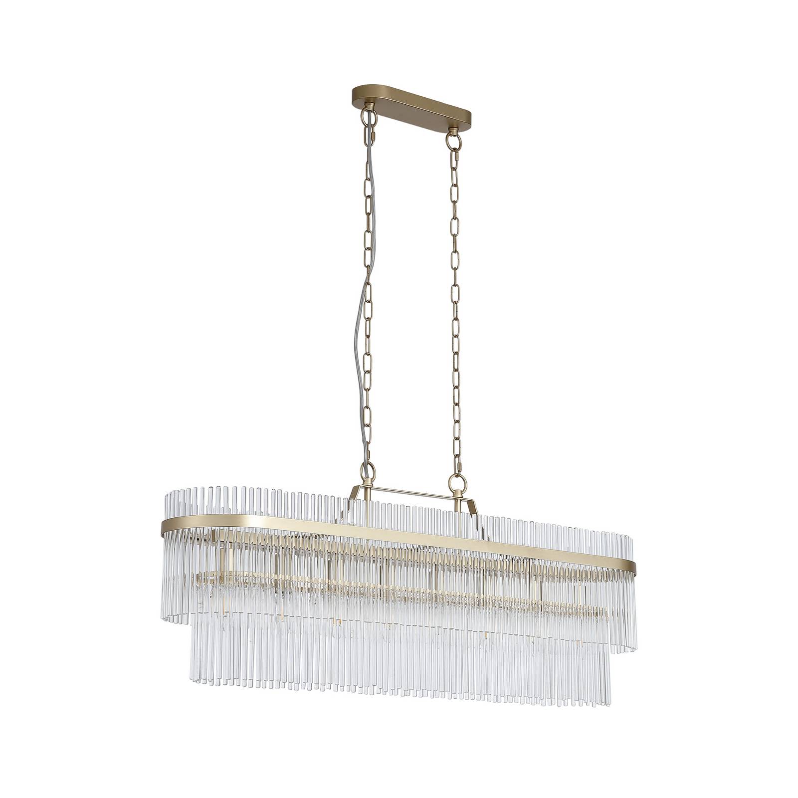 Hängelampe Lara, Länge 98 cm, goldfarben/klar, Glas/Metall günstig online kaufen