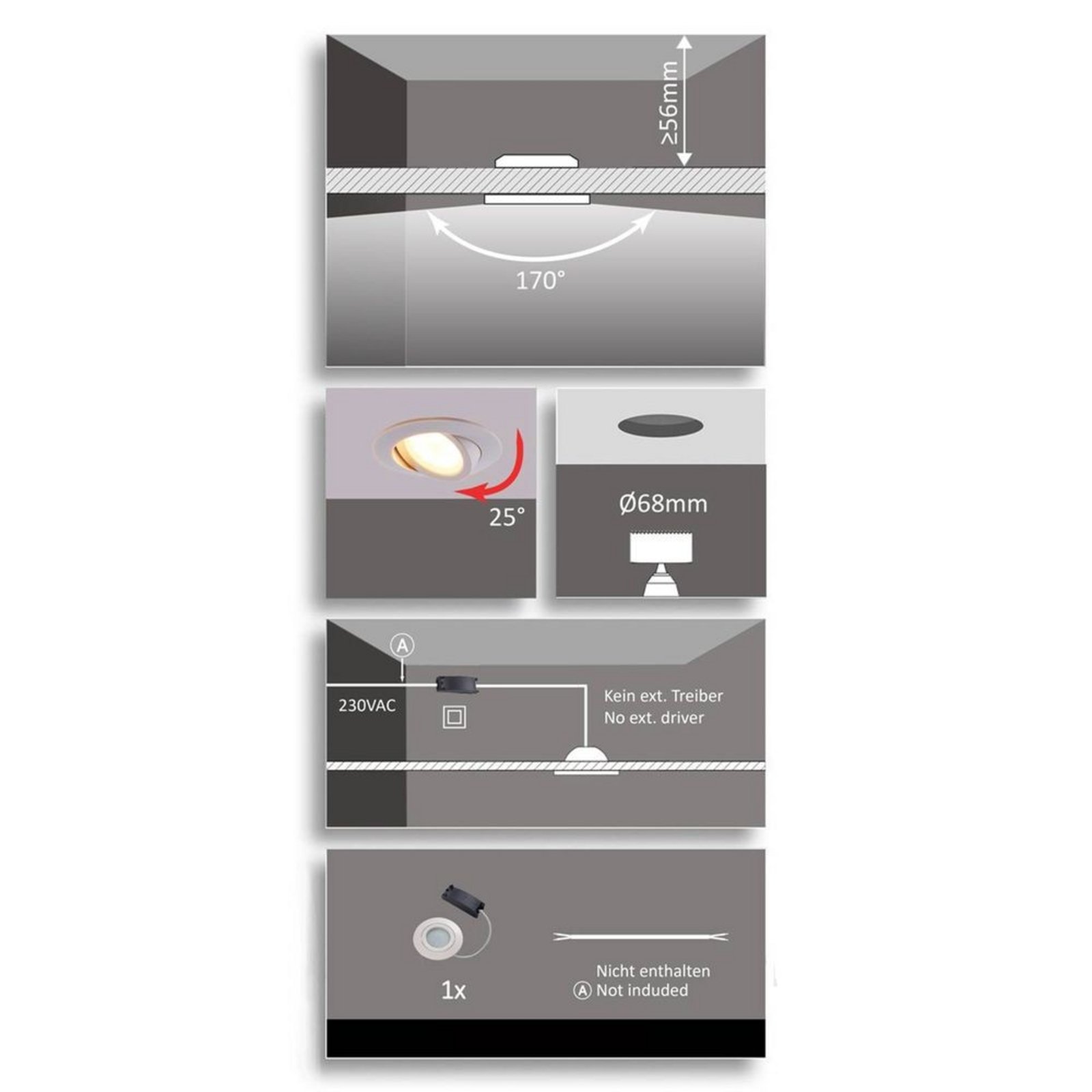 Andrej Round LED Einbauspots Cream - Lindby