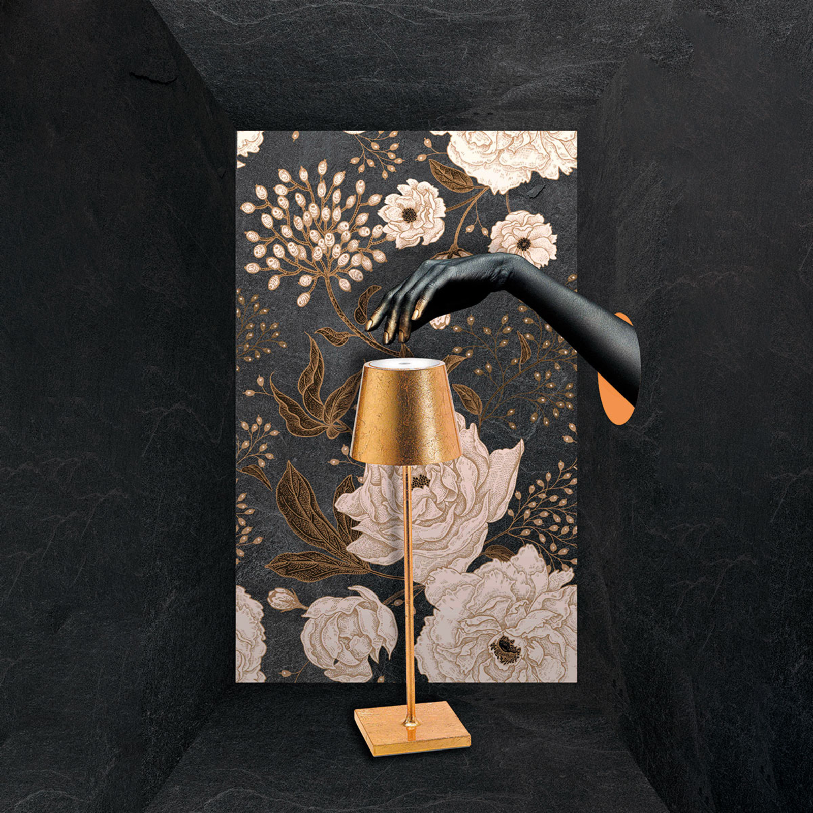 Zafferano Poldina LED asztali lámpa elemes dekoráció arany