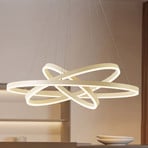 Arcchio LED-Hängeleuchte Albiona, beige, 3 Ringe, Ø 80 cm