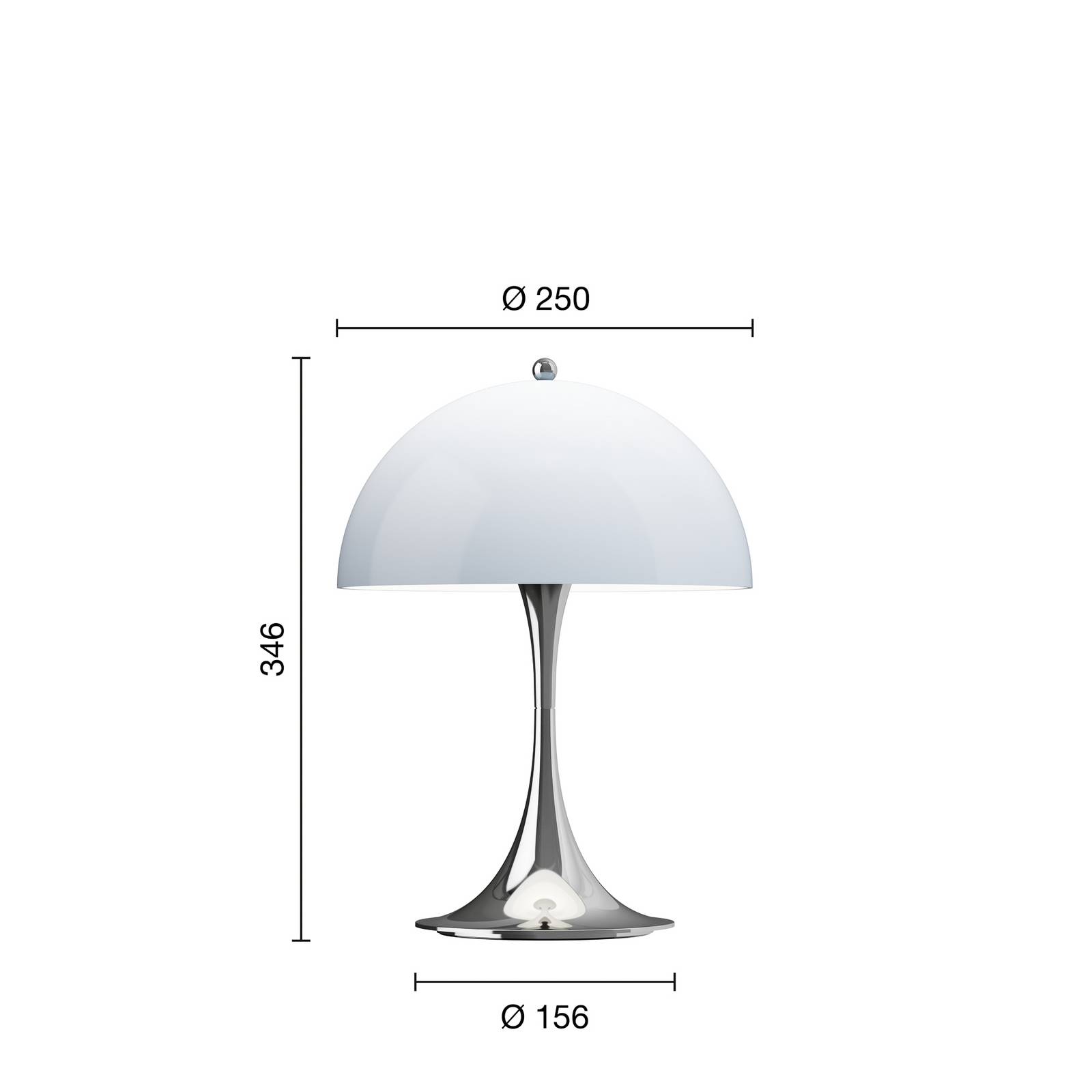 Louis Poulsen LED-Akkulampe Panthella 250, chrom/blau, IP44 günstig online kaufen