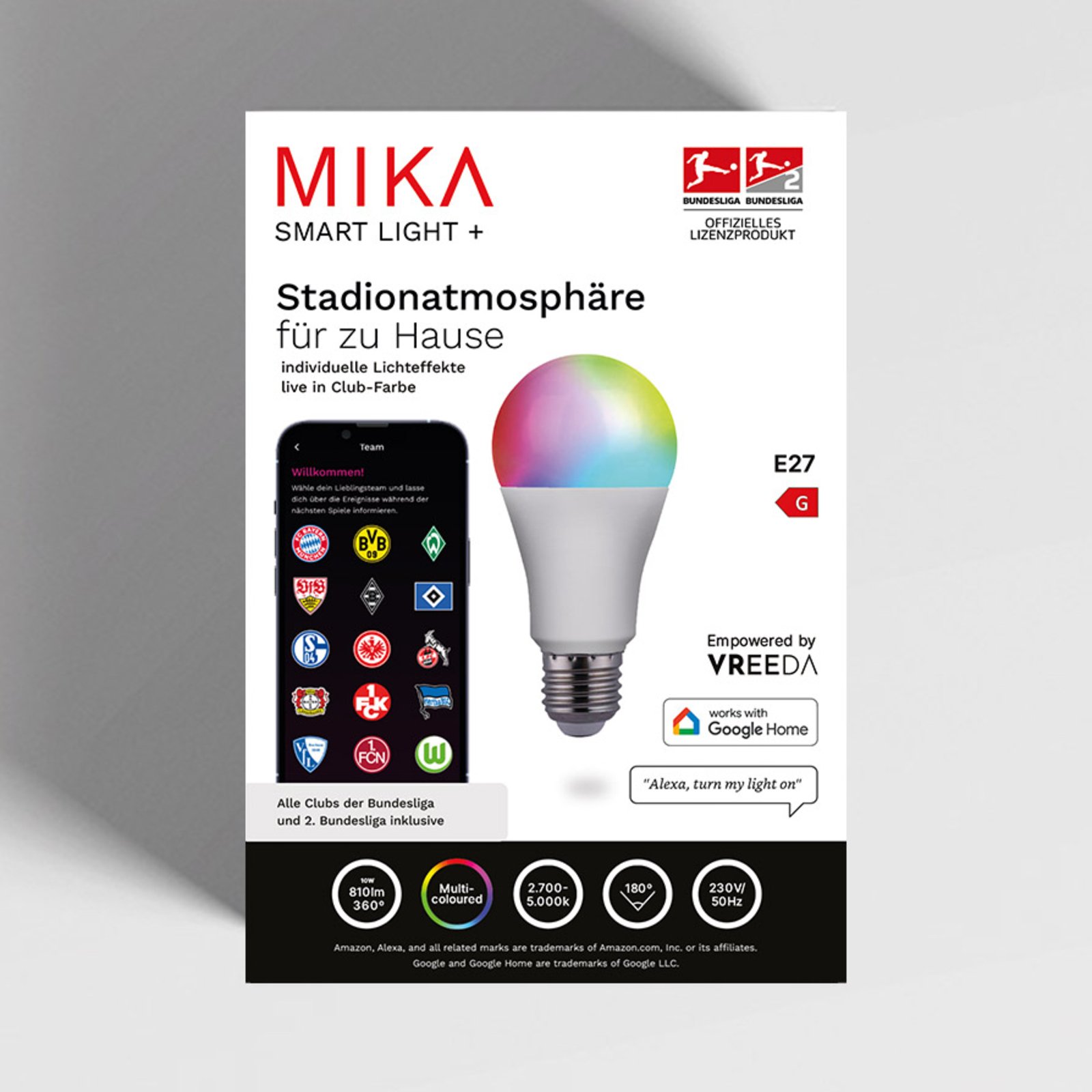 LED žiarovka Mika atmosféra štadióna, E27 10W RGBW