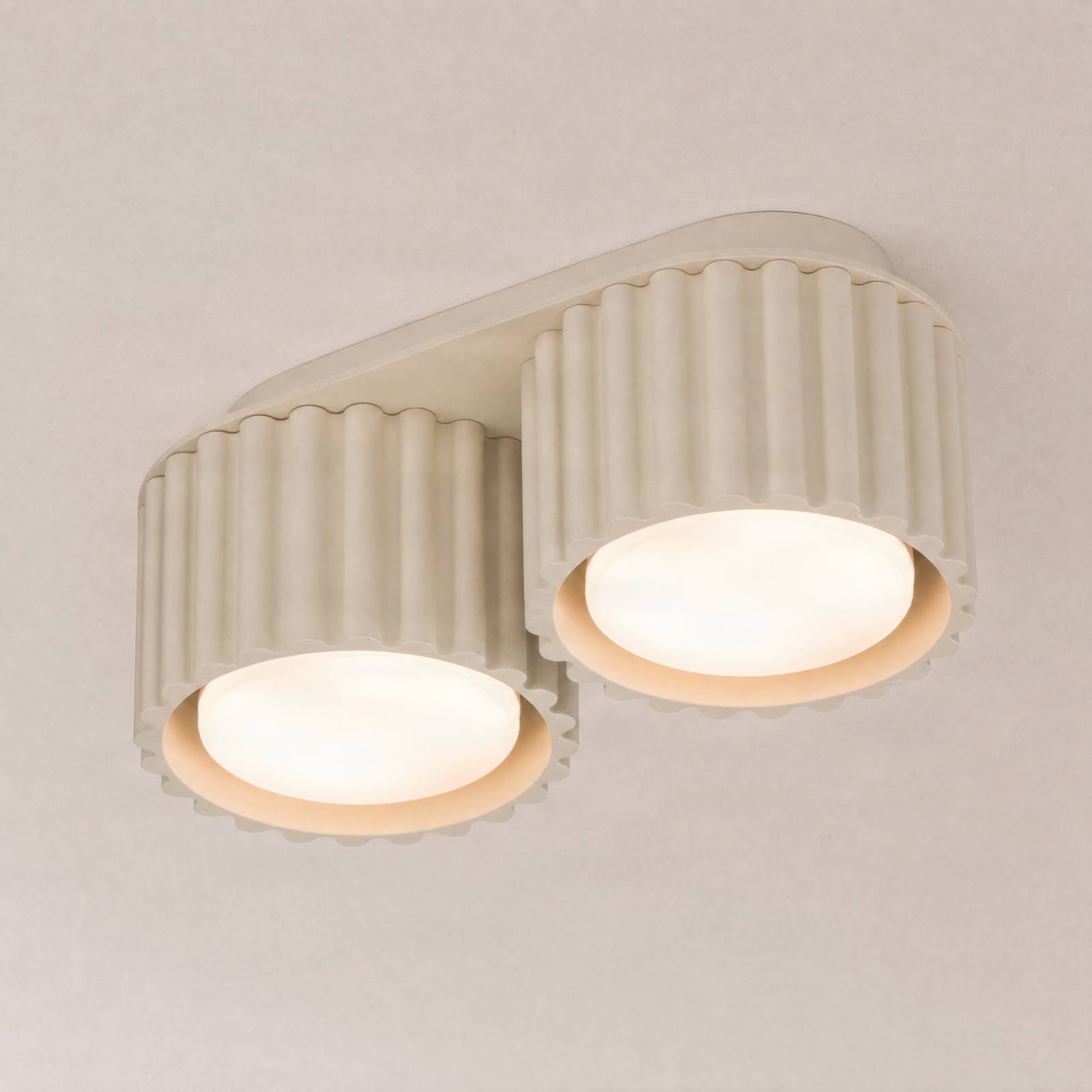 Lampa sufitowa Aura 2, beżowa, 2-punktowa, długość 21 cm, GX53