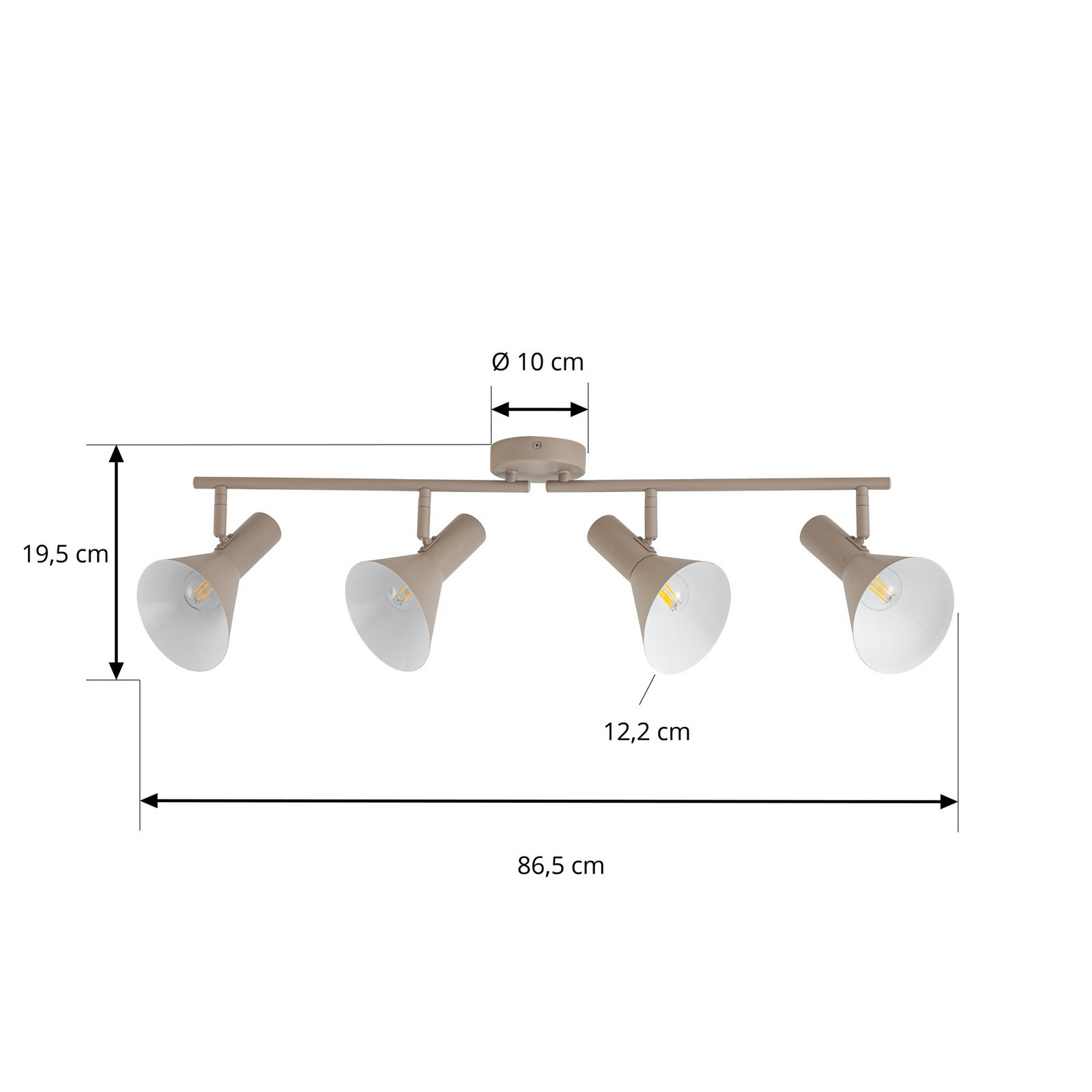Milia-kattokohdevalo, beige, E14, 4-lamppuinen, 79 cm, metalli – NOLA Milia-kattokohdevalo, beige, E14, 4-lamppuinen, 79 cm, metalli – NOLA