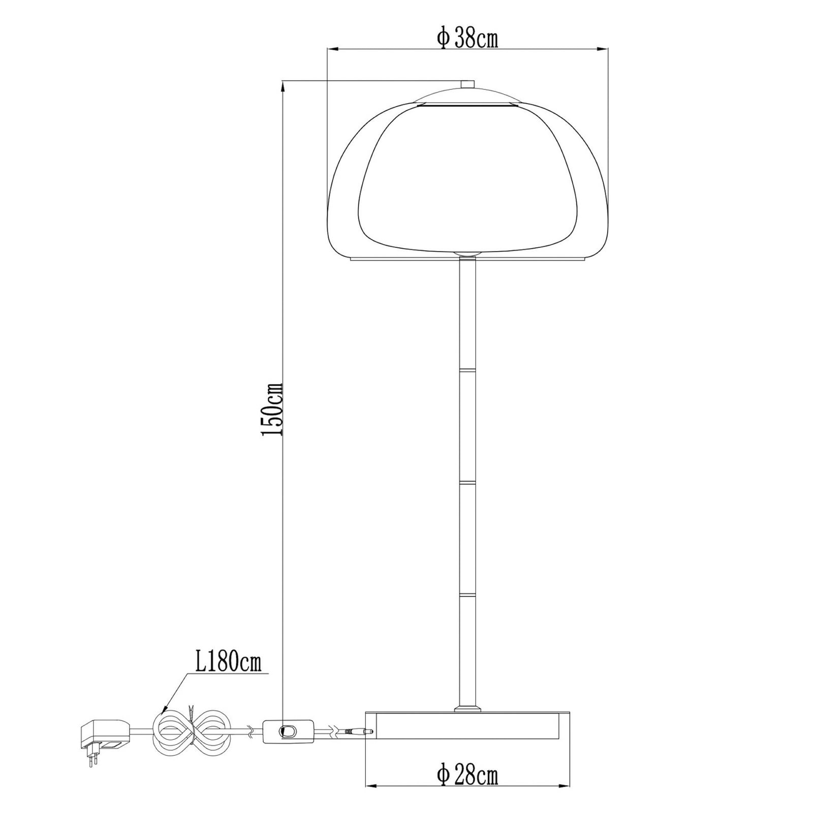 LED-gulvlampe Avila, røggrå/sort, glas, CCT, dæmpbar LED-gulvlampe Avila, røggrå/sort, glas, CCT, dæmpbar