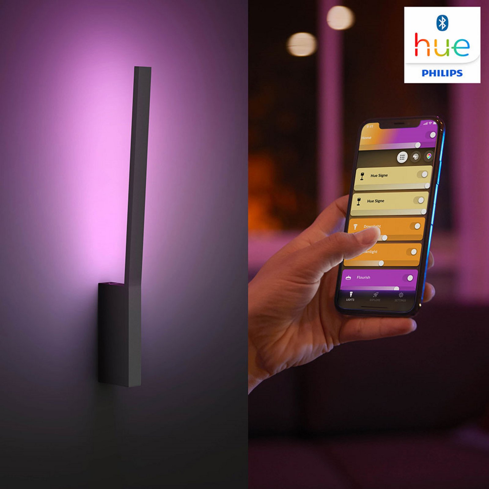 Liane Hue Aplică de Perete Black Bluetooth White/Color Amb. - Philips Hue