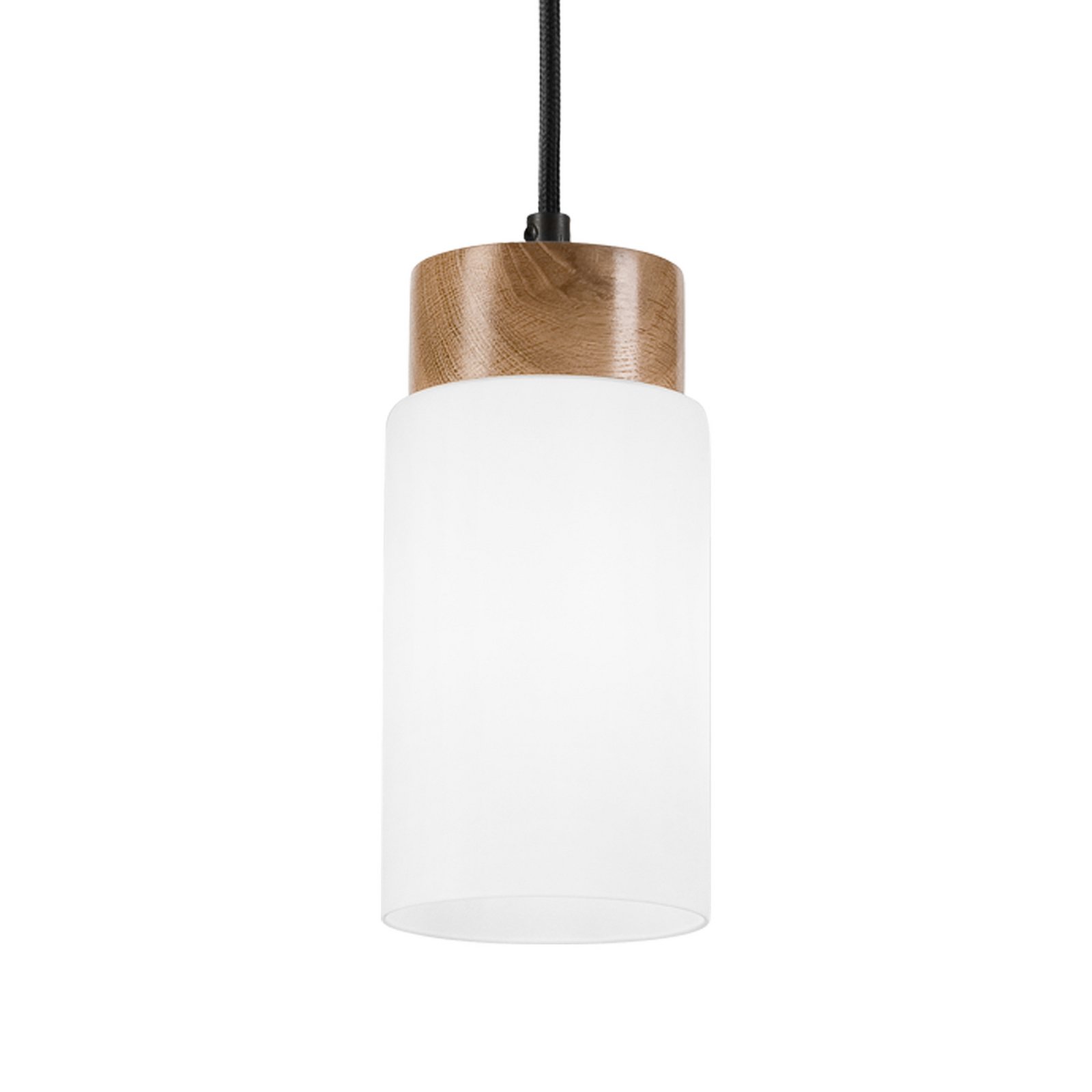 Hängeleuchte Markus, Opalglas/Eichenholz, Ø 9,5 cm, E27