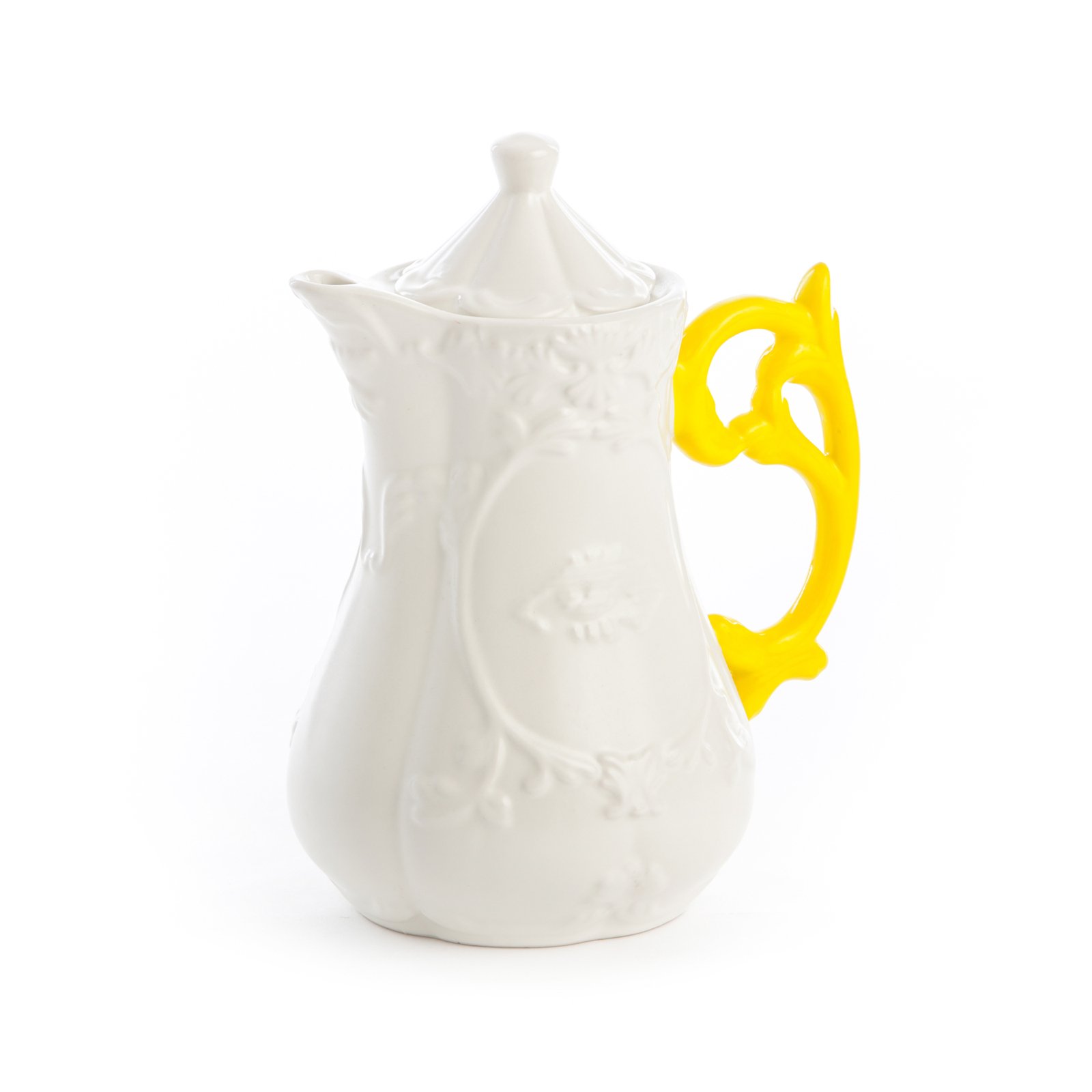 SELETTI I-Wares teáskanna, fehér / sárga, 1,2 literes, porcelán