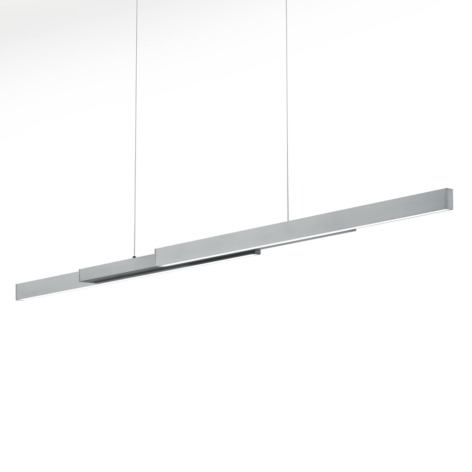 Knapstein Lara LED hanging light, 134 cm, extendible, nickel, for Living / Dining Room, metal, 42 W, energy efficiency: A+, L: 134.5 cm