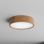 Cleo DR375 ceiling light, IP20, sensor, Ø 38 cm, oak wood