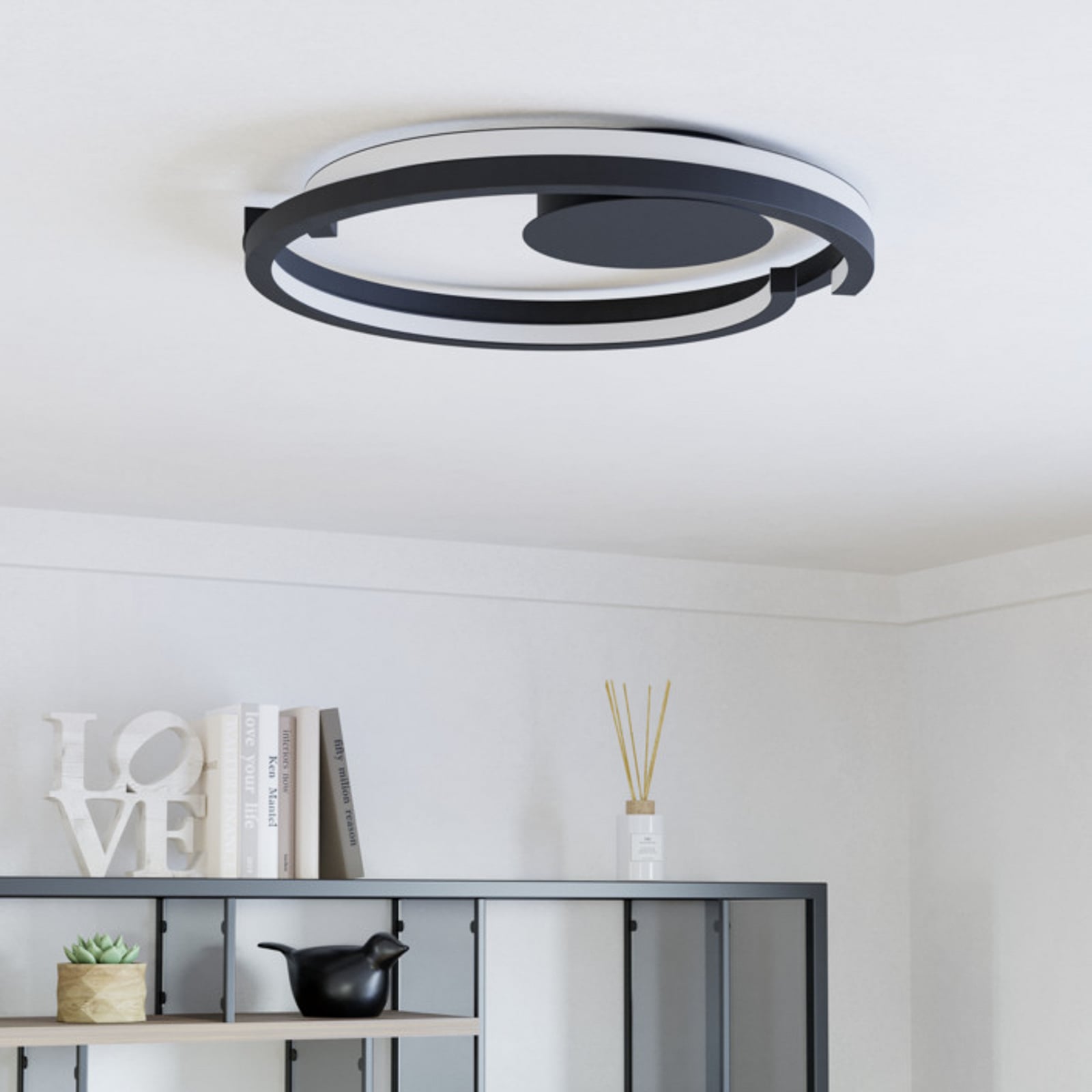 EGLO LED plafondlamp MEZZOMONTE, zwart, Ø 48 cm, CCT