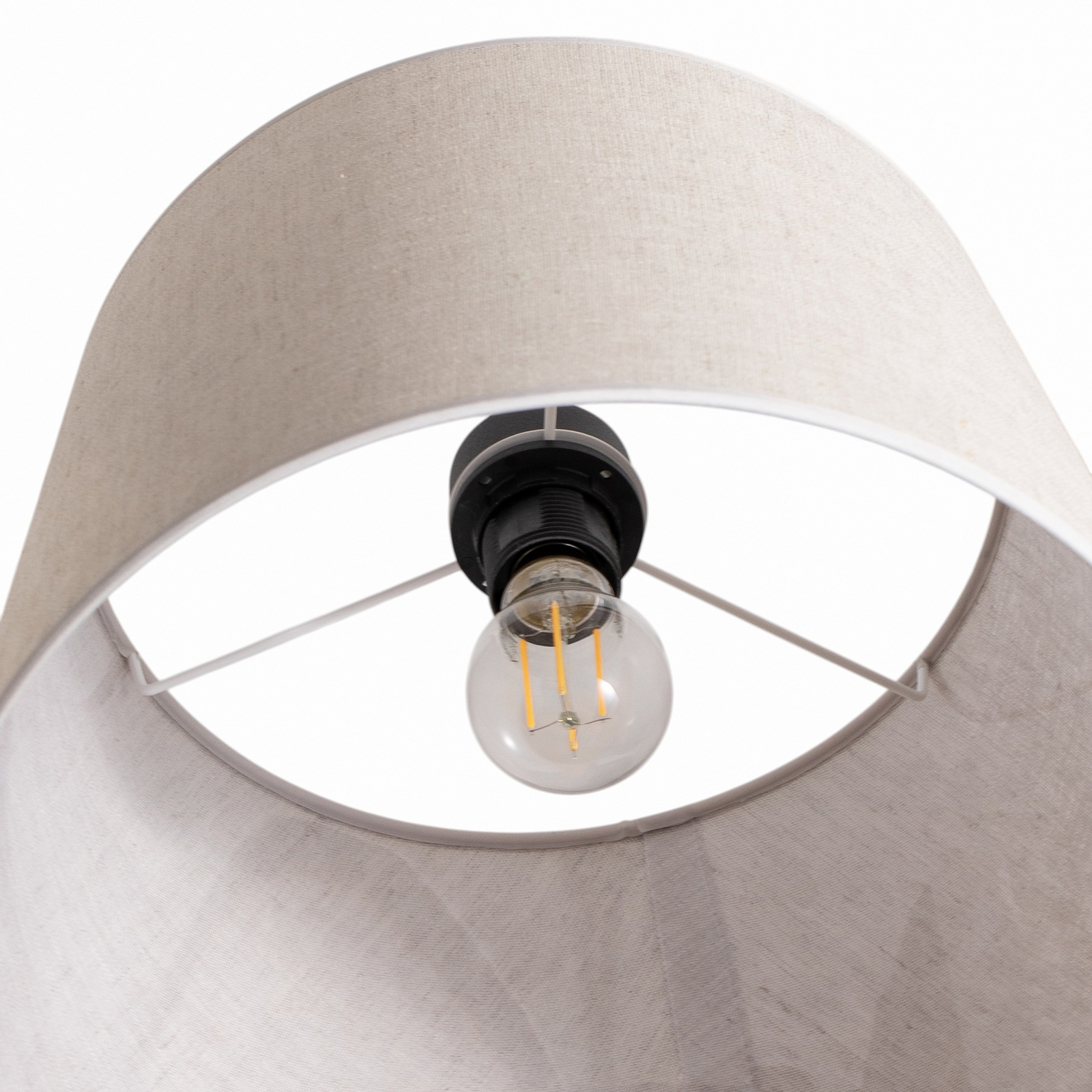 Ascot hanging light, beige, fabric, 3-bulb, decentralised