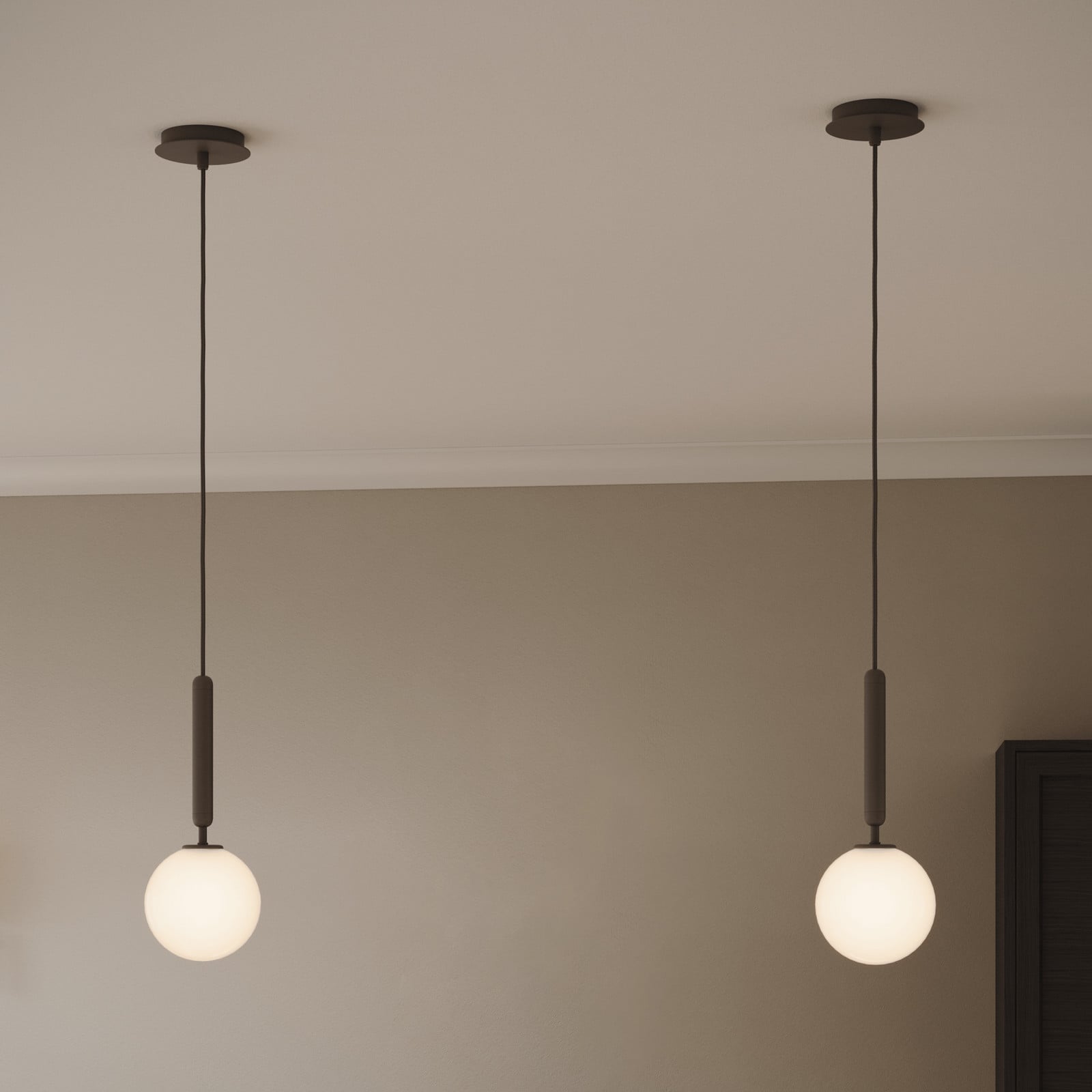 Nuura Aps Nuura Miira 1 lampă suspendată 1 bec gri/alb - Camera de zi / sufragerie - Design - gri piatră alb - Sticlă