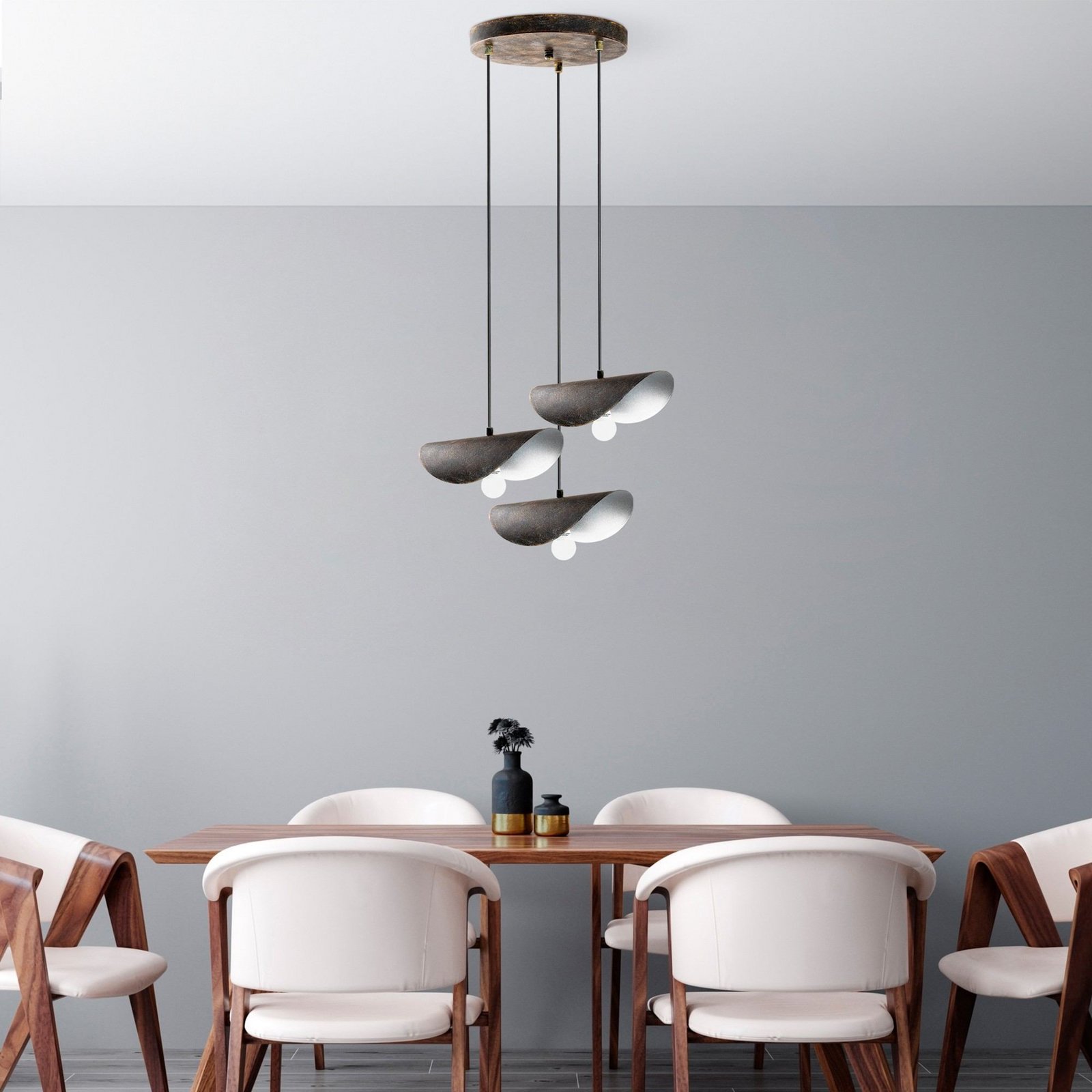 Eger pendant light, 3-bulb, black, metal, Ø 50 cm Eger pendant light, 3-bulb, black, metal, Ø 50 cm
