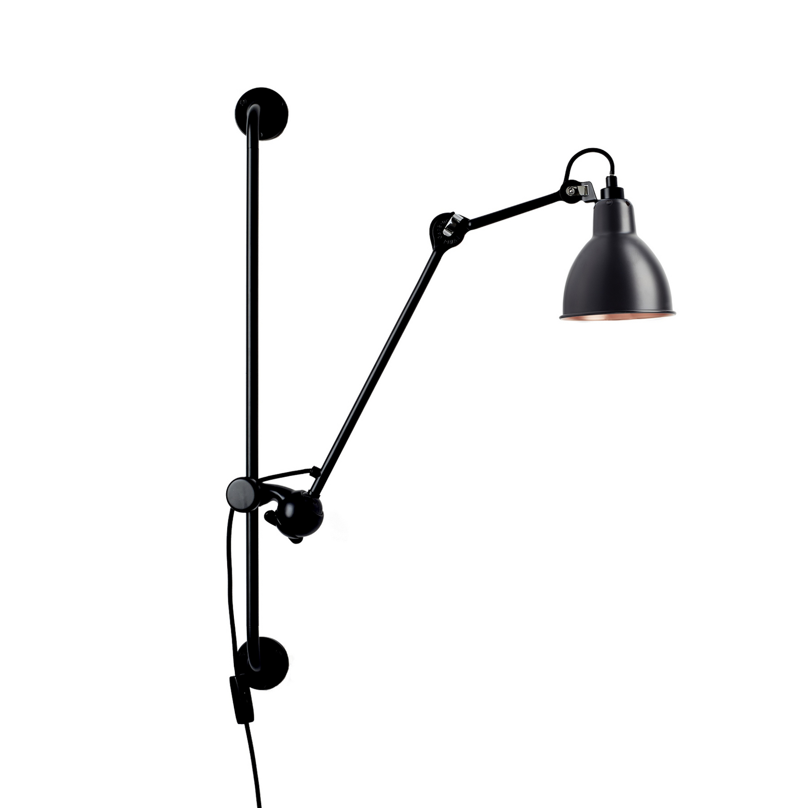 210 Vegglampe svart/svart-kobber – Lampe Gras