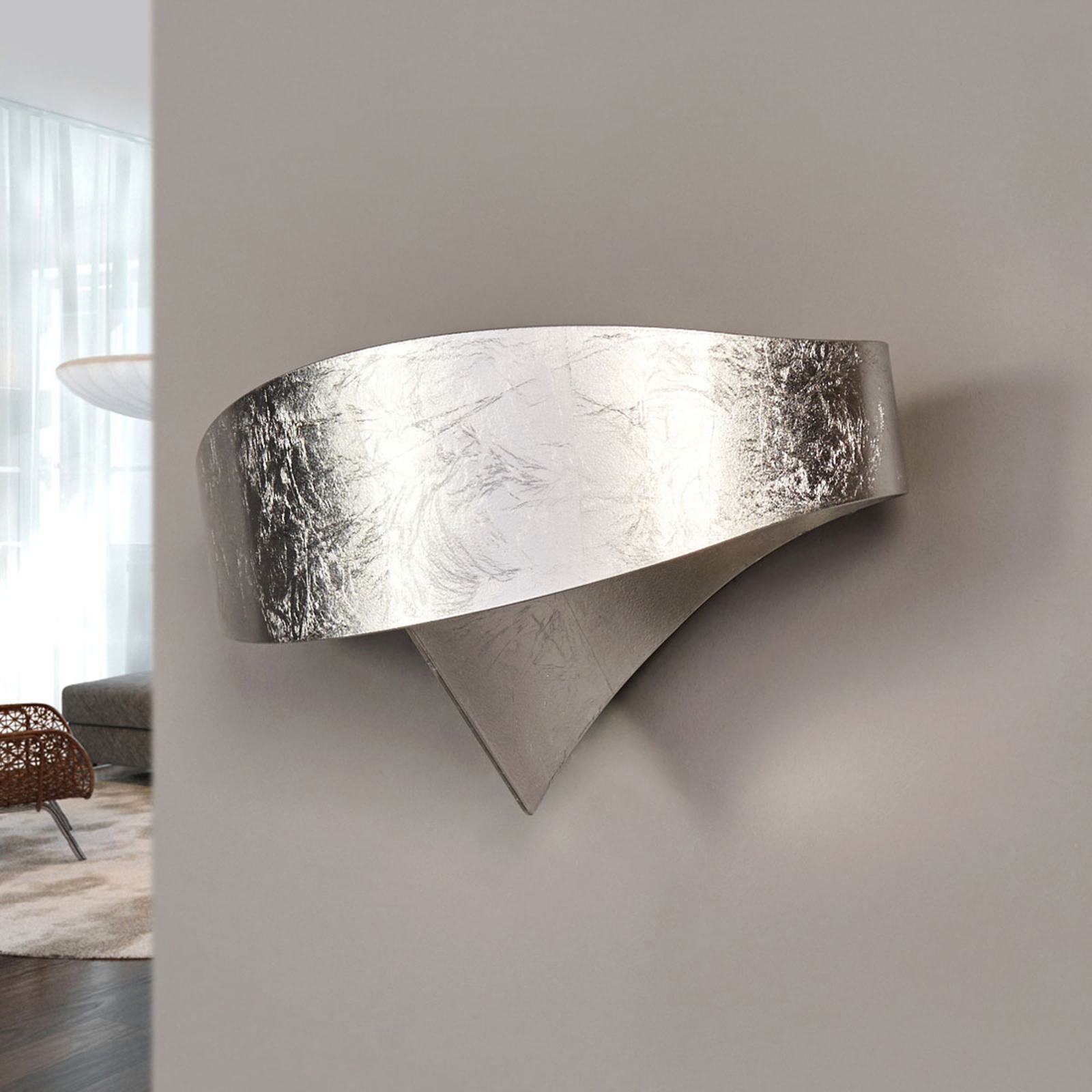 Silver designer wall light Scudo
