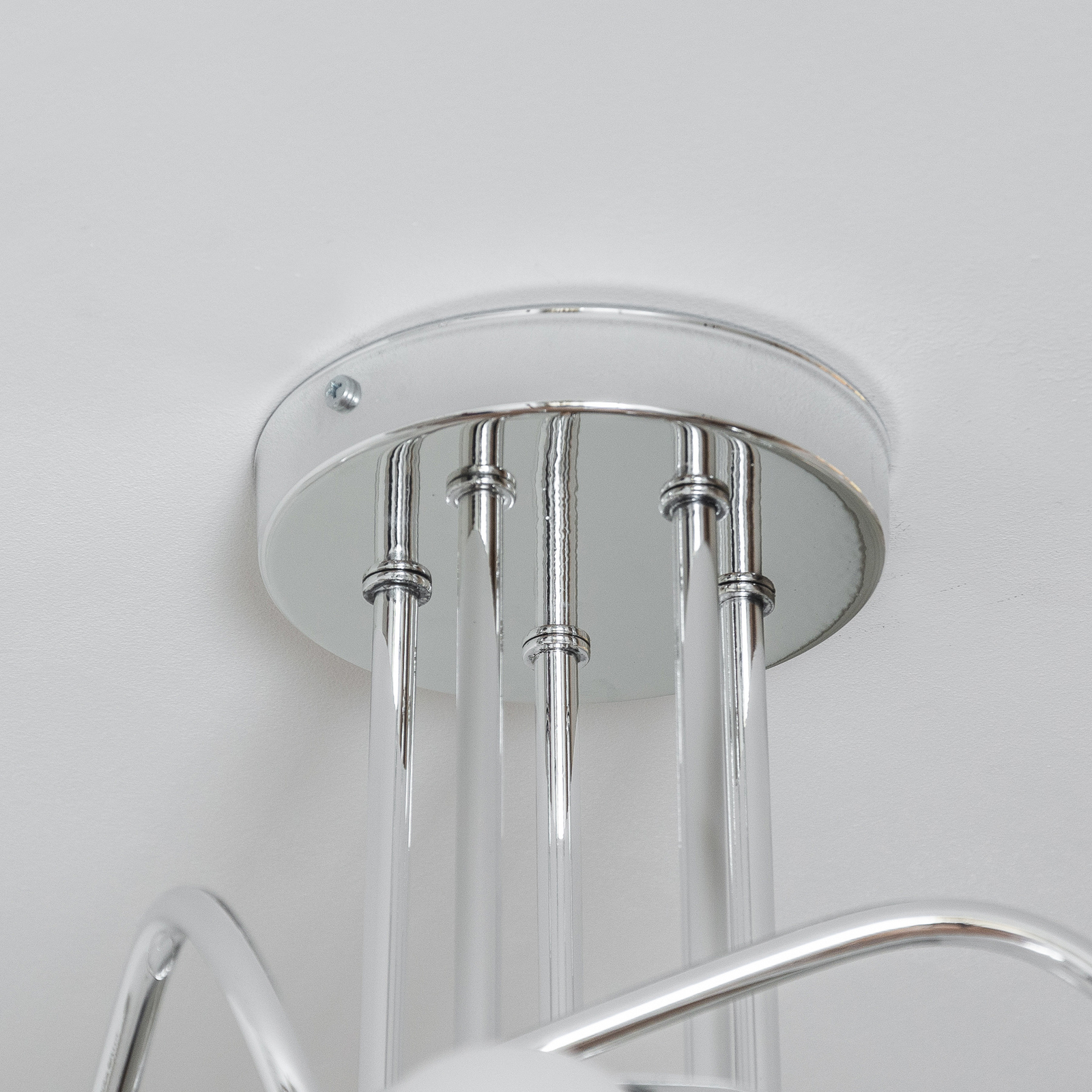 Plafonnier Oxford, chrome, à 5 lampes, Ø 47 cm, métal