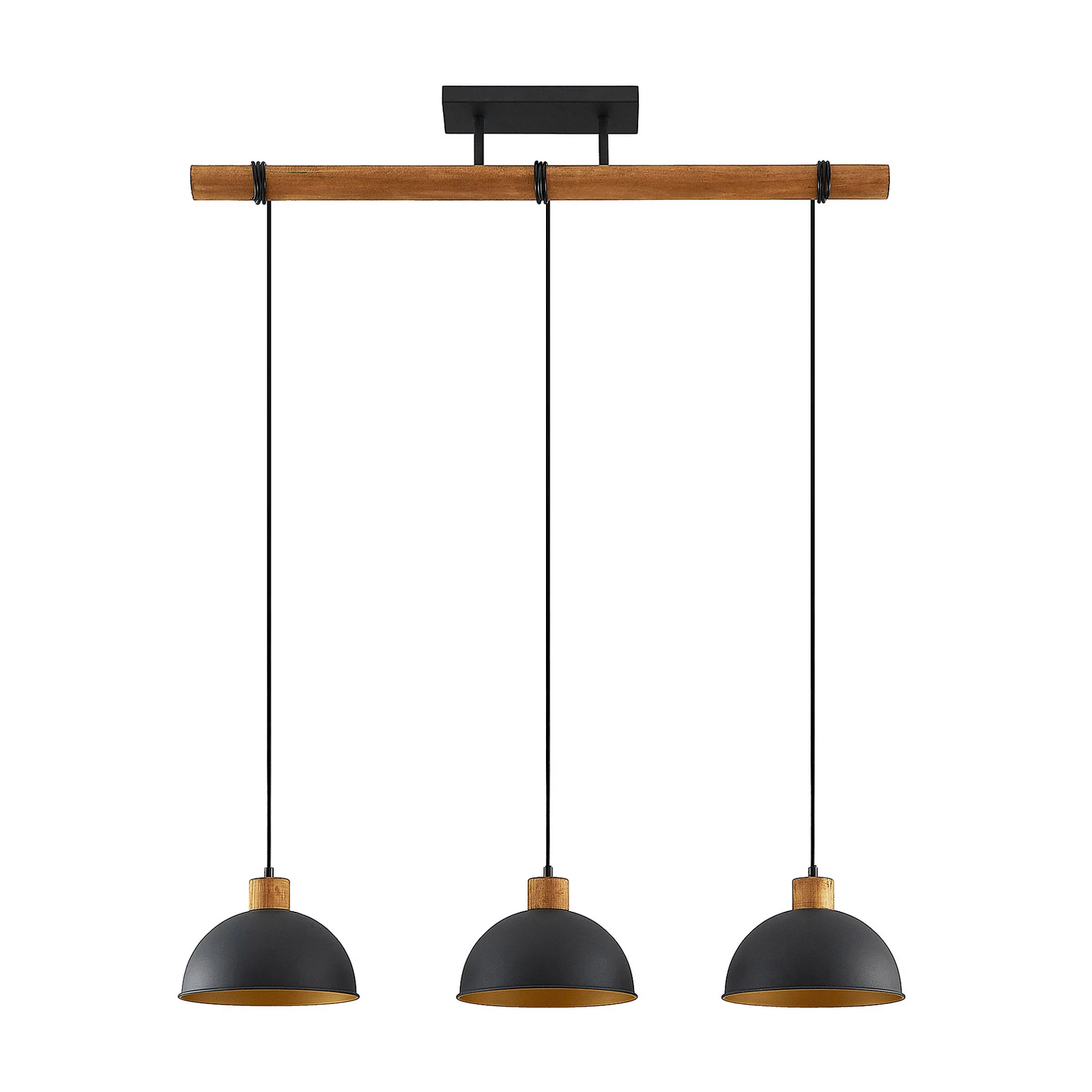 Lindby Flurin lampă suspendată, 3 becuri, 107cm, negru, metal