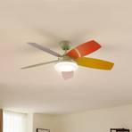 Lindby LED ceiling fan Jonte, wood, DC, quiet, Ø 106 cm