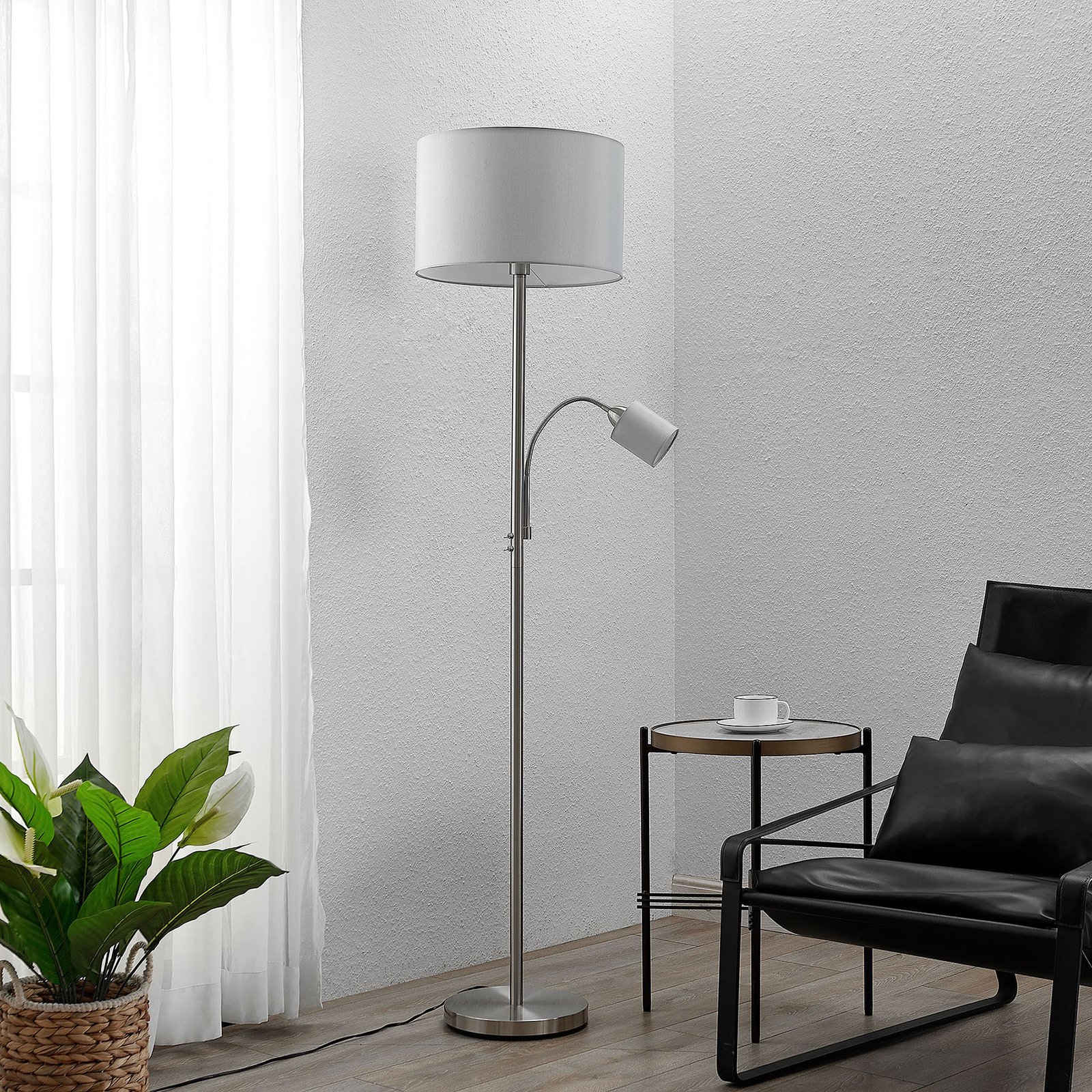 Colima Lampadaire Nickel/Grey - Lindby