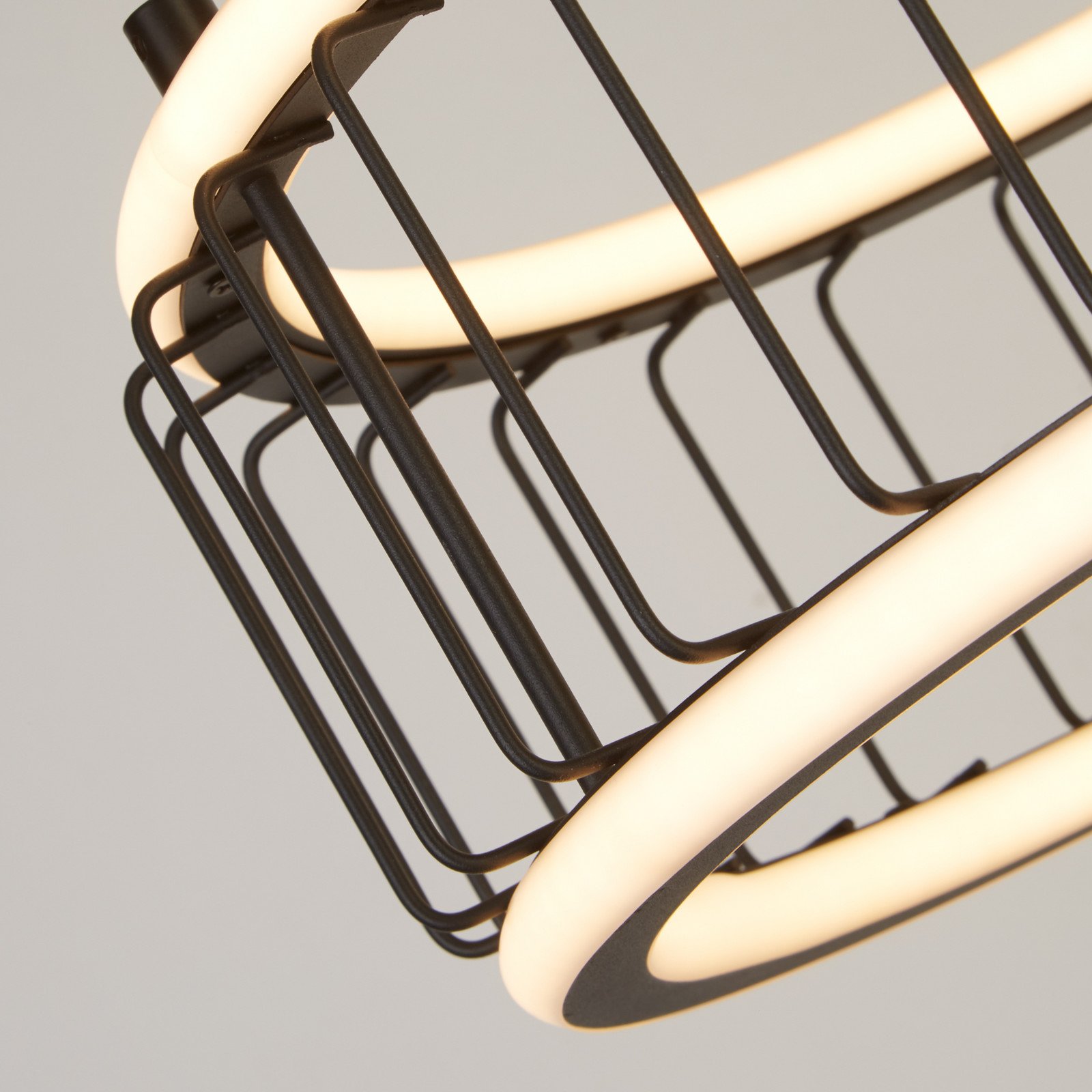 Searchlight Suspensie cu LED Cage Ø 38cm - Camera de zi / sufragerie - modern - negru satinat - Metal