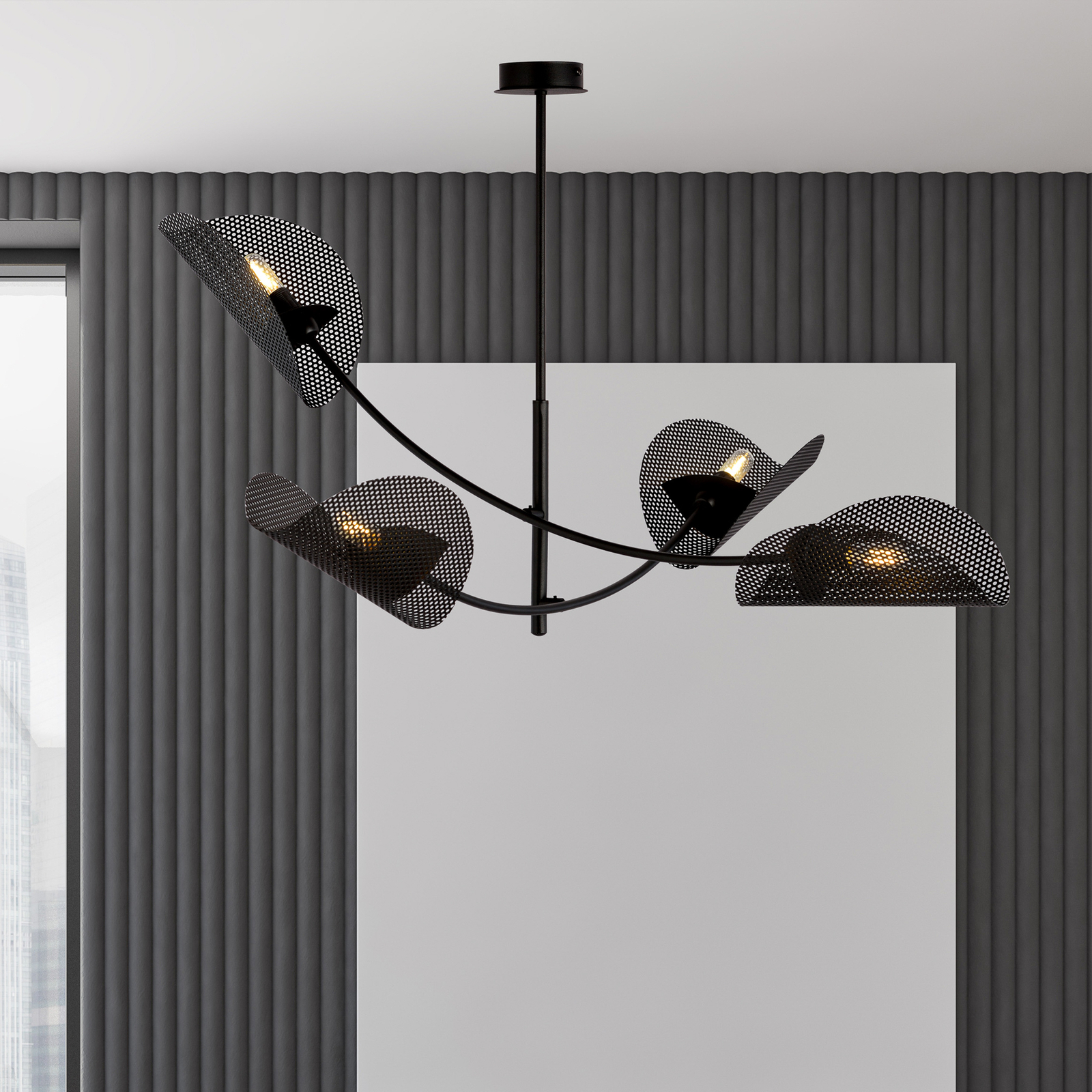 Gladio plafondlamp, zwart, 4-lamps