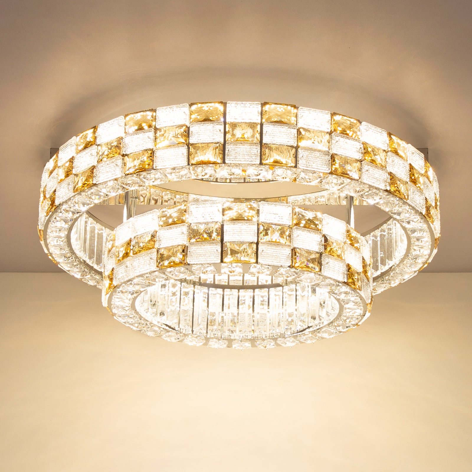 LED-Deckenleuchte Lidia, amber/klar, Glas, CCT, dimmbar