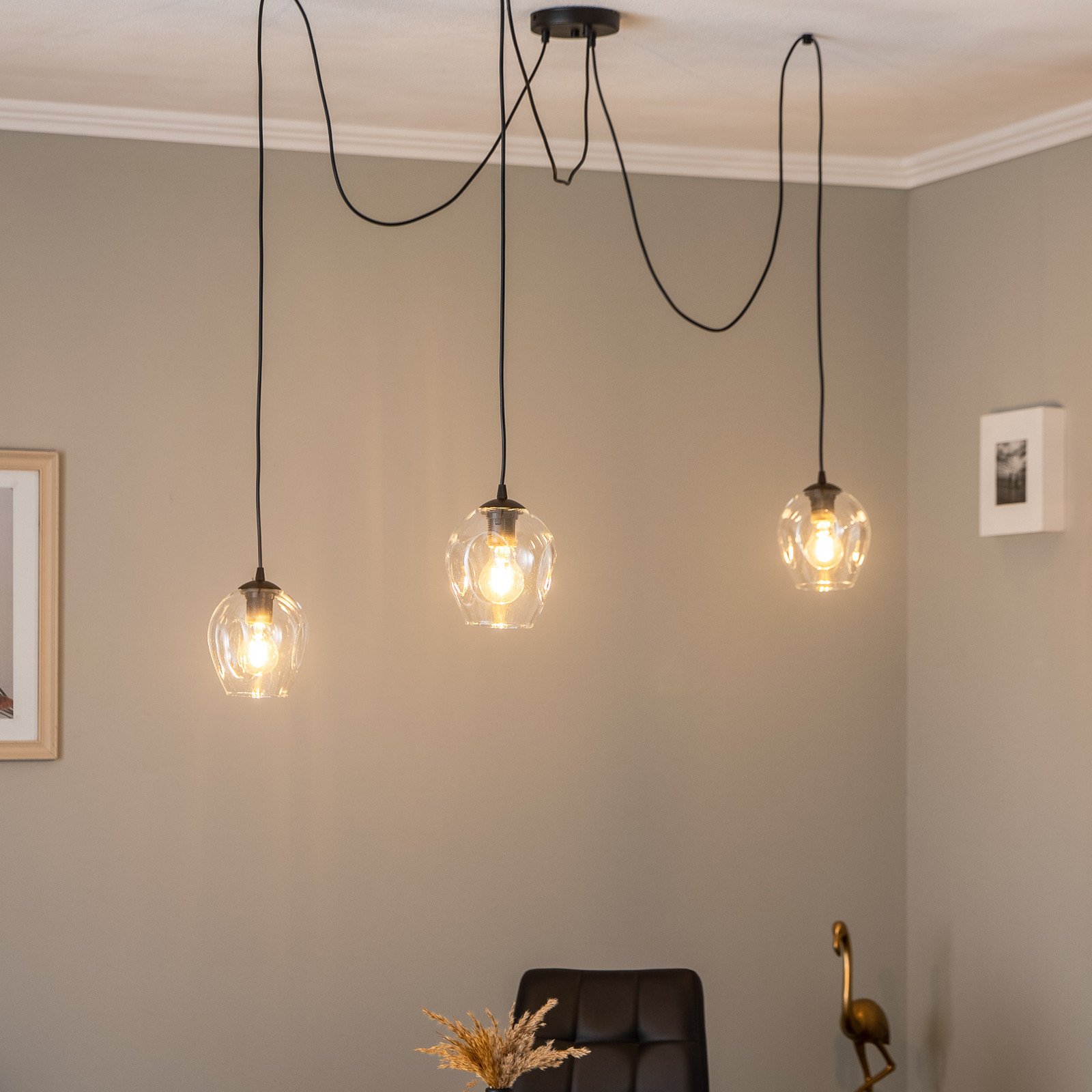 EMIBIG LIGHTING Lampă suspendată Starla decent 3 becuri transparent - Camera de zi / sufragerie - Modern - Metal