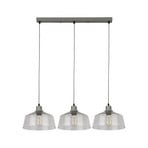 Lampada a sospensione Thaloria, trasparente, vetro, a 3 luci, 80 cm