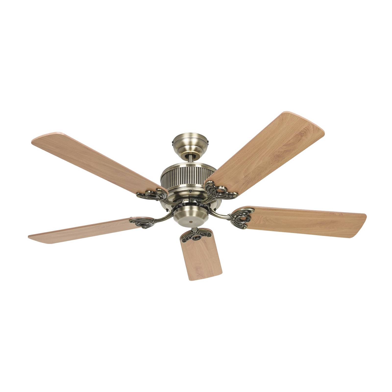CasaFan Eco Elements Deckenventilator (Ø x H) 132 cm x 335 mm Flügelfarbe Eiche-antik Buche Gehäusefarbe (Details) Messing-antik