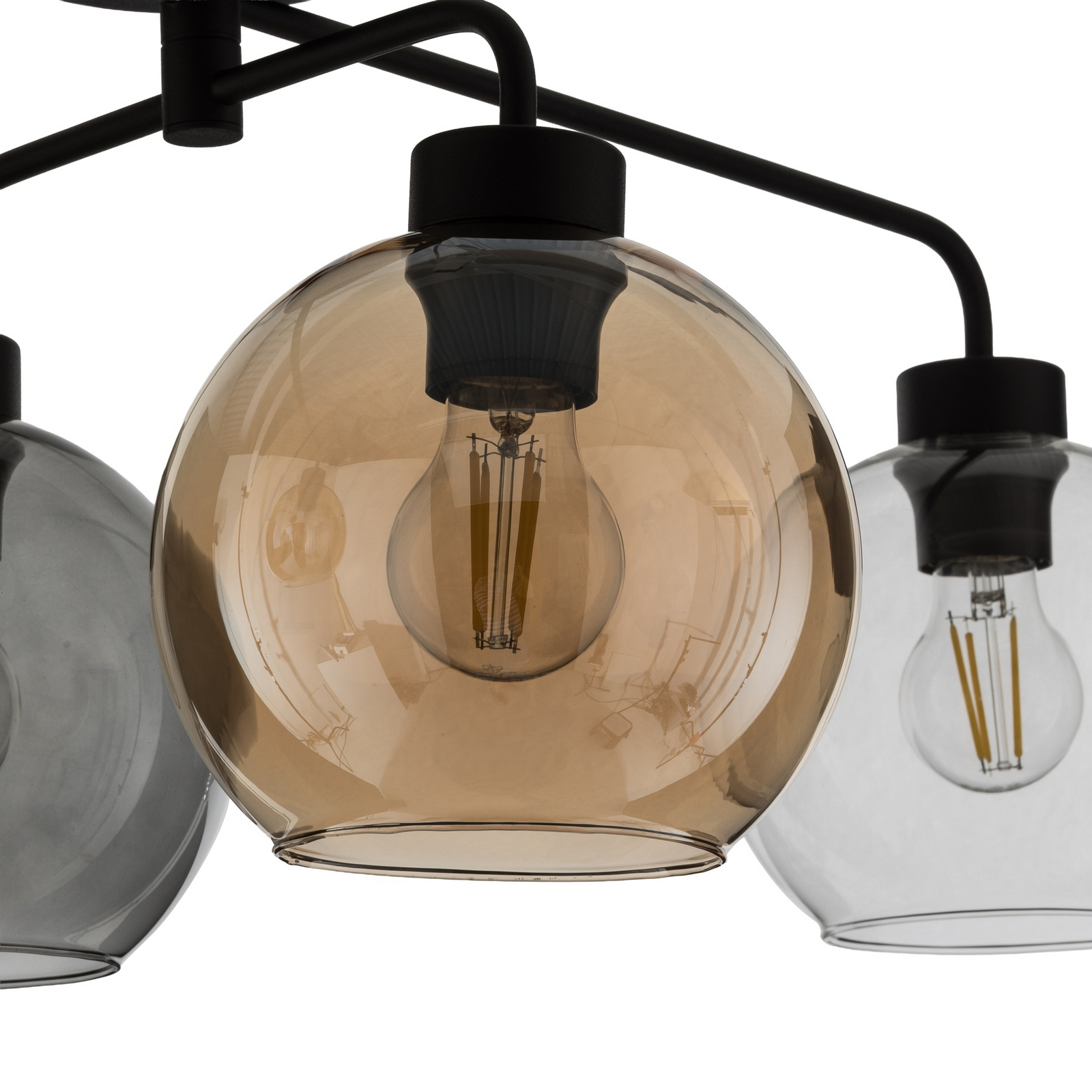 Deckenlampe Cubus vierflammig klar/bernstein/grau Deckenlampe Cubus vierflammig klar/bernstein/grau