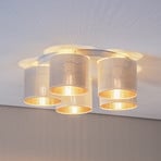 Plafondlamp Jovin met vijf kappen, wit/goud