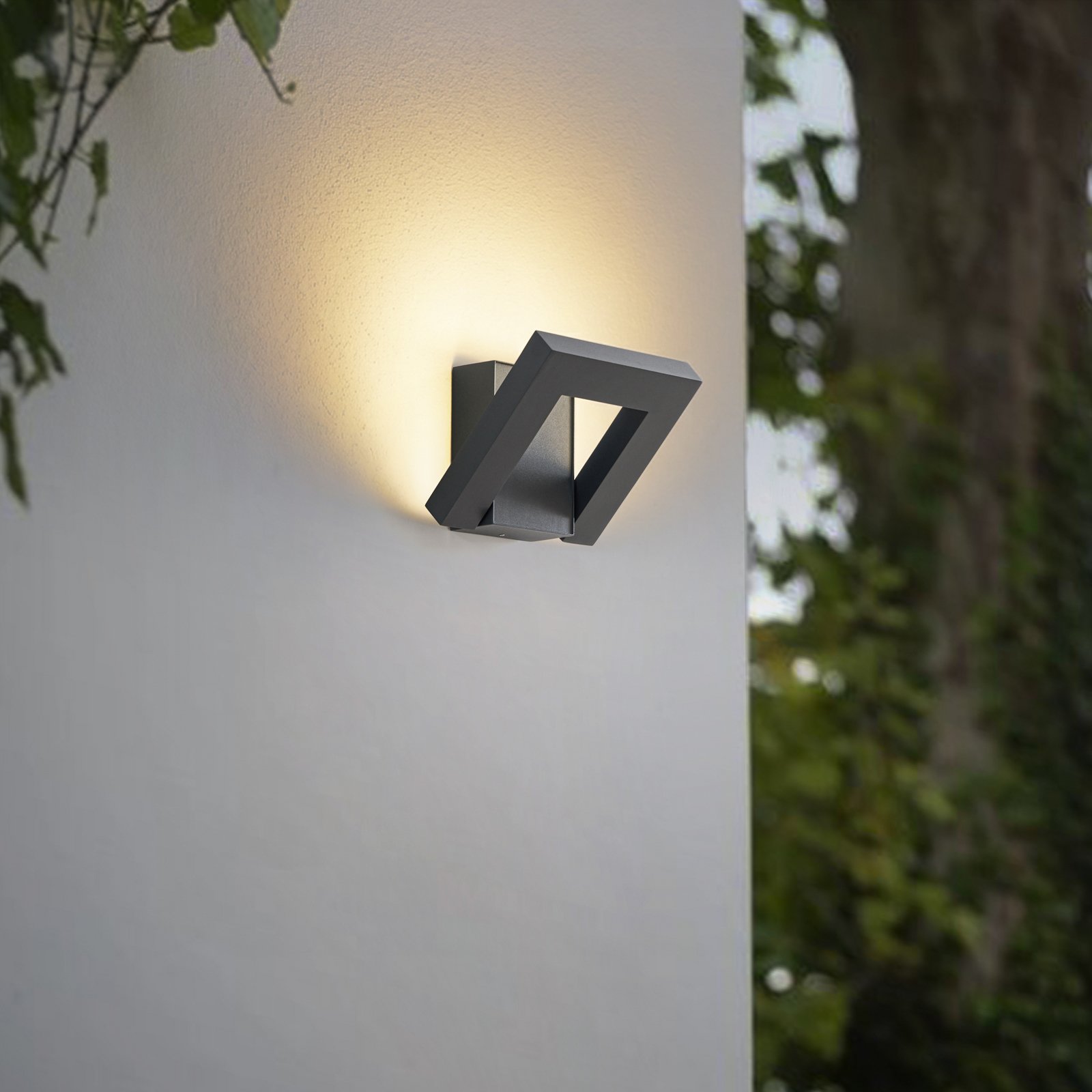 Lindby LED venkovní nástěnné svítidlo Orbin, šedé, naklápěcí, CCT, IP54 Lindby LED venkovní nástěnné svítidlo Orbin, šedé, naklápěcí, CCT, IP54